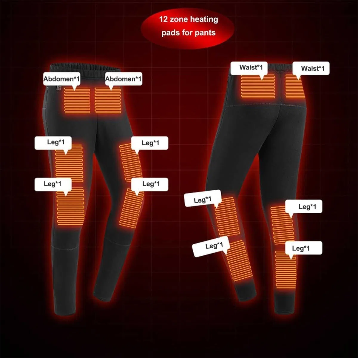 Ropa Interior calefactable con 12 Zonas, Tres velocidades y Ajuste de Temperatura. Pantalones calefactables eléctricos for Senderismo al Aire Libre.(WomenBlack,M)