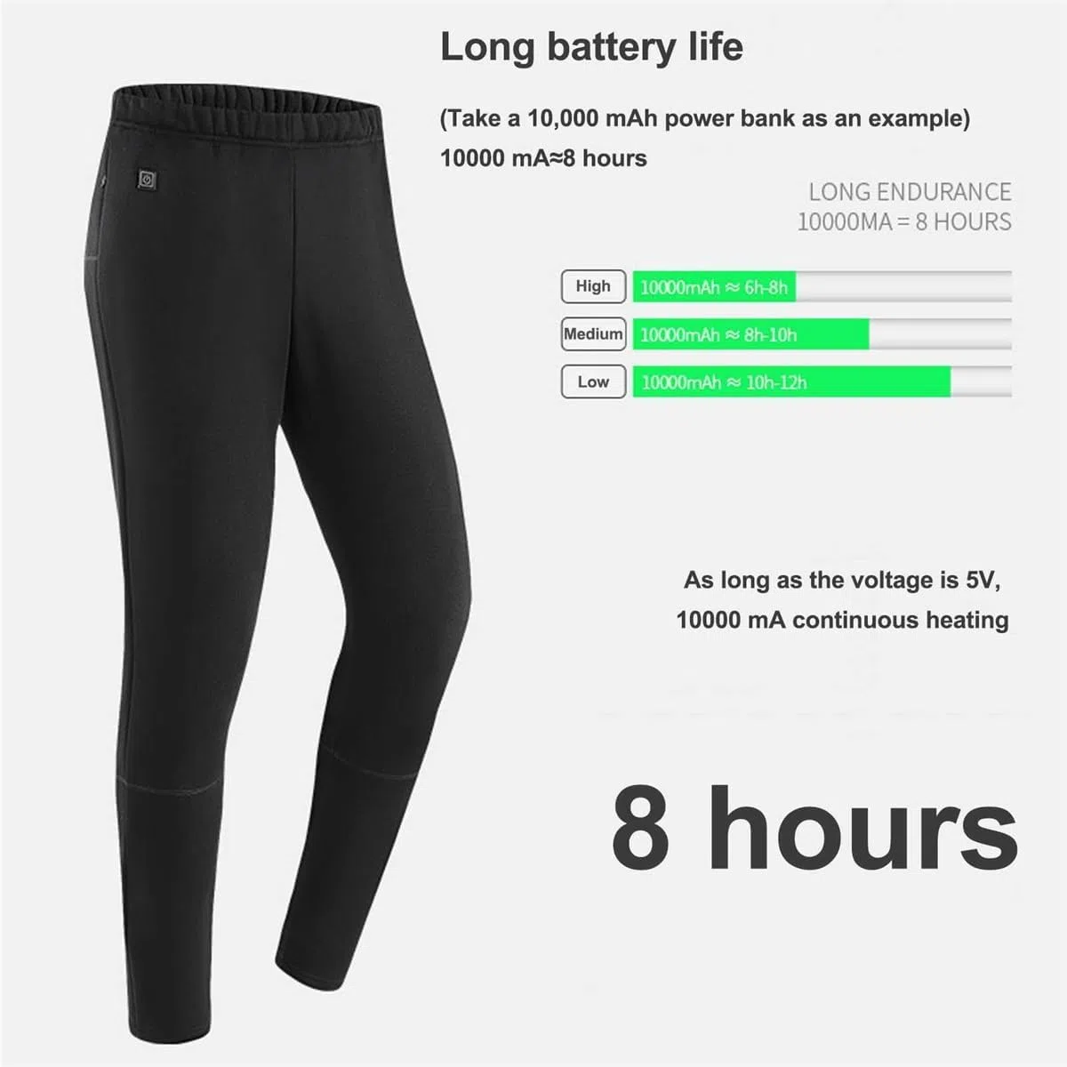 Ropa Interior calefactable con 12 Zonas, Tres velocidades y Ajuste de Temperatura. Pantalones calefactables eléctricos for Senderismo al Aire Libre.(WomenBlack,M)