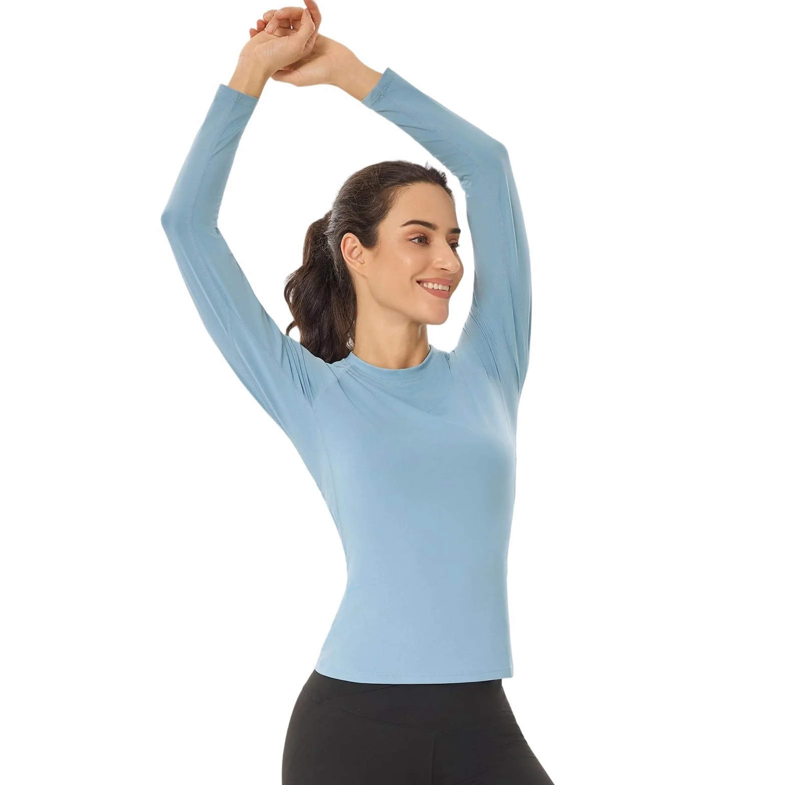 HYCOPROT 4 Pack Camisetas de Compresión para Mujer Manga Larga Ropa Deportiva Secado Rápido Transpirable Top Deportivo Base Shirts para Gimnasio Yoga Running Senderismo Trekking Ciclismo Fitness