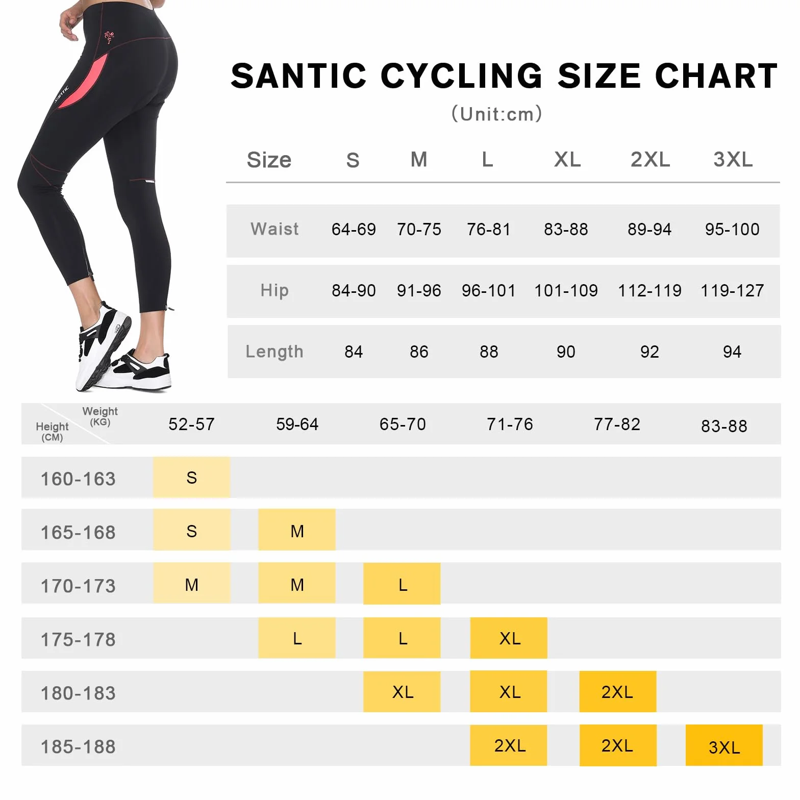 Santic Culote Ciclismo Mujer Culote Bicicleta Pantalones Largos de Ciclismo/Bicicleta/MTB con Badana para Mujeres - Parni