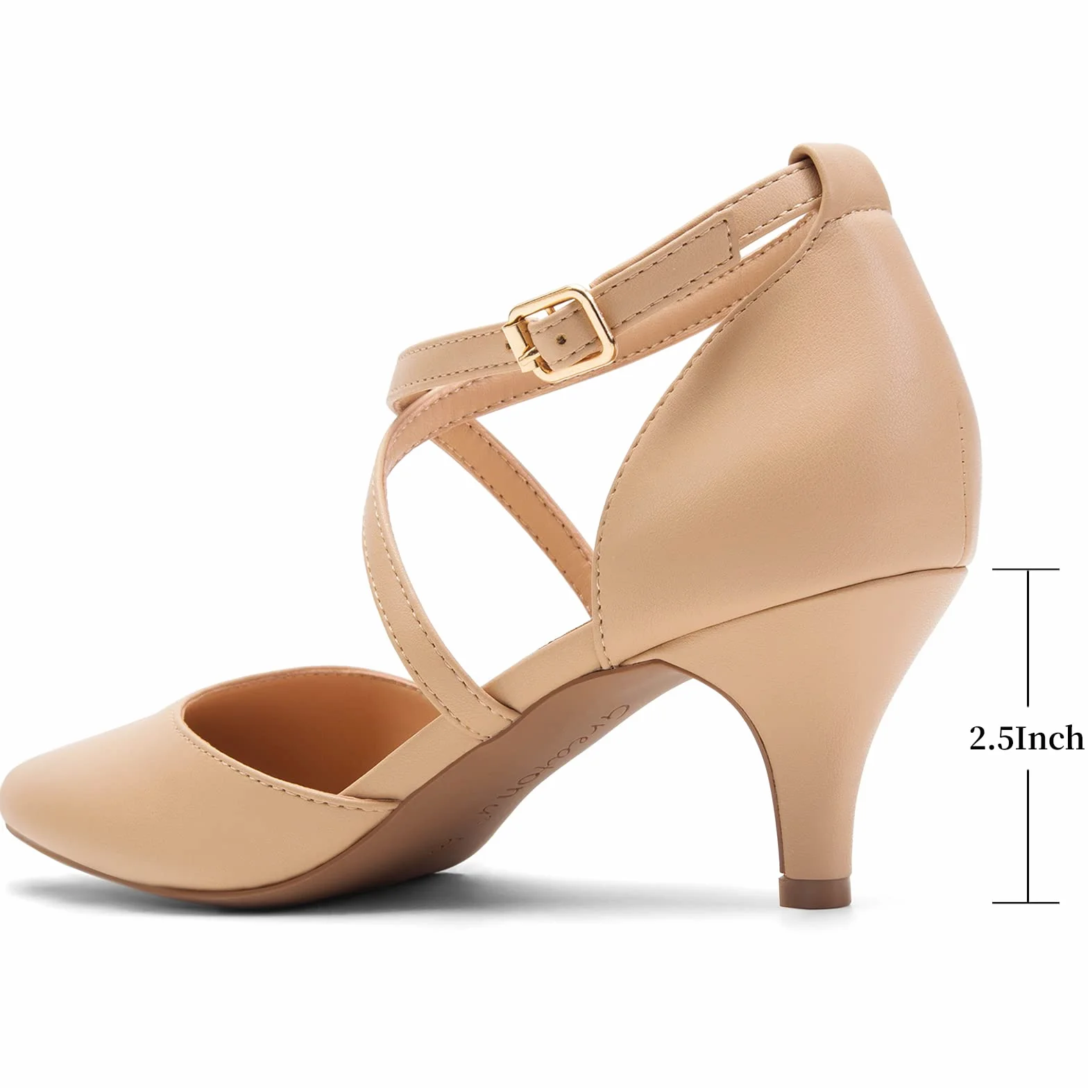 Greatonu Mujer Zapatos de Tacón Kitten Heel Tiras Cruzadas Puntiagudo de Salón