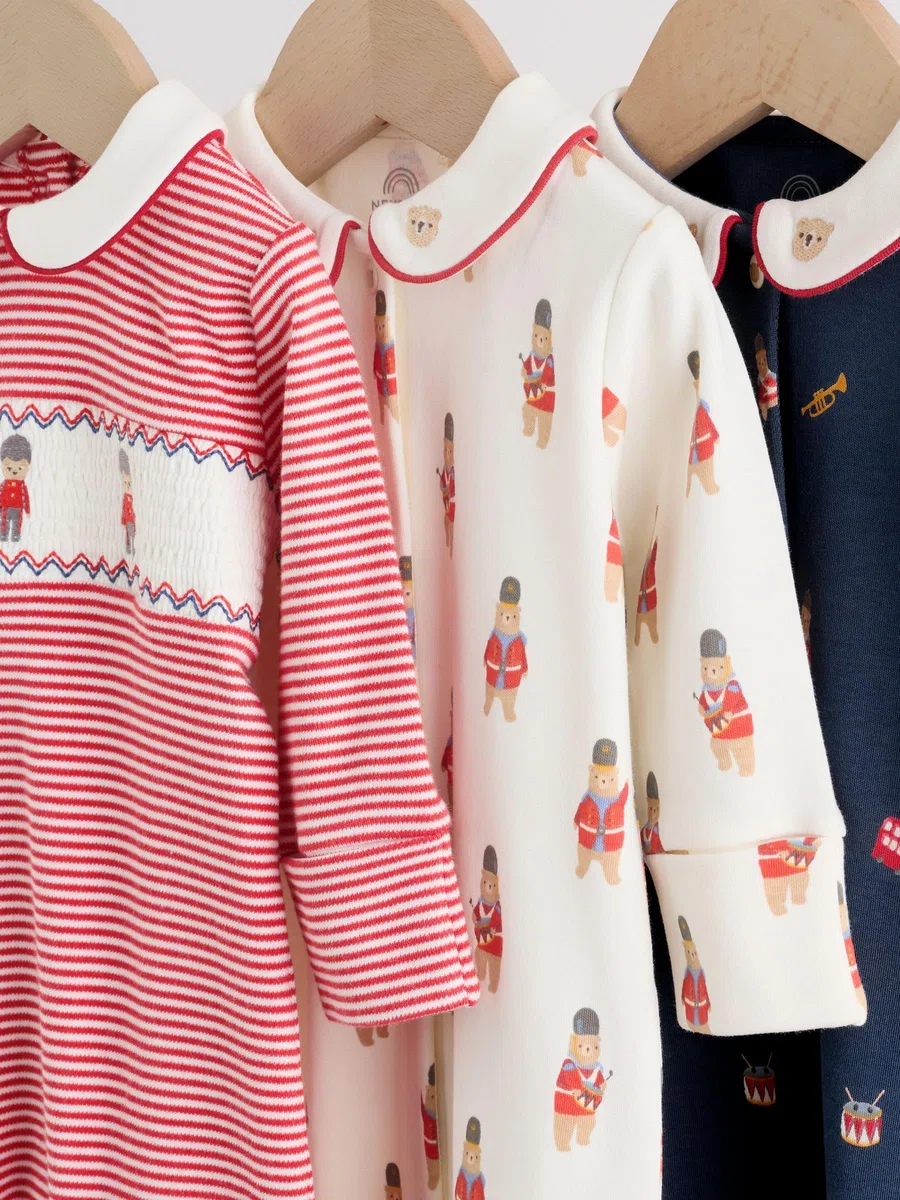 NEXT Bebés niño Pack de 3 Pijamas Tipo Pelele de bebé