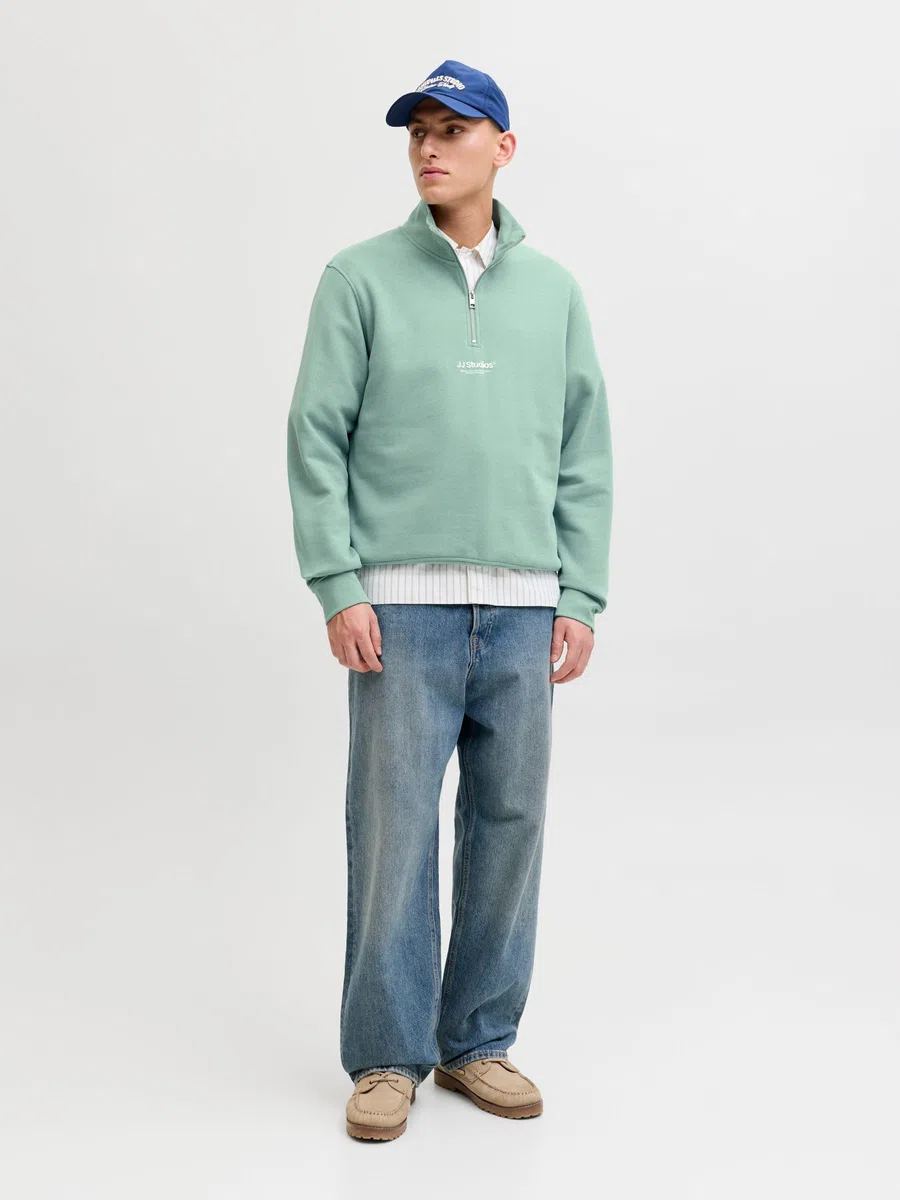JACK & JONES JJESOHO Sweat Quarter Zip HN Noos Hombre Sudadera Verde
