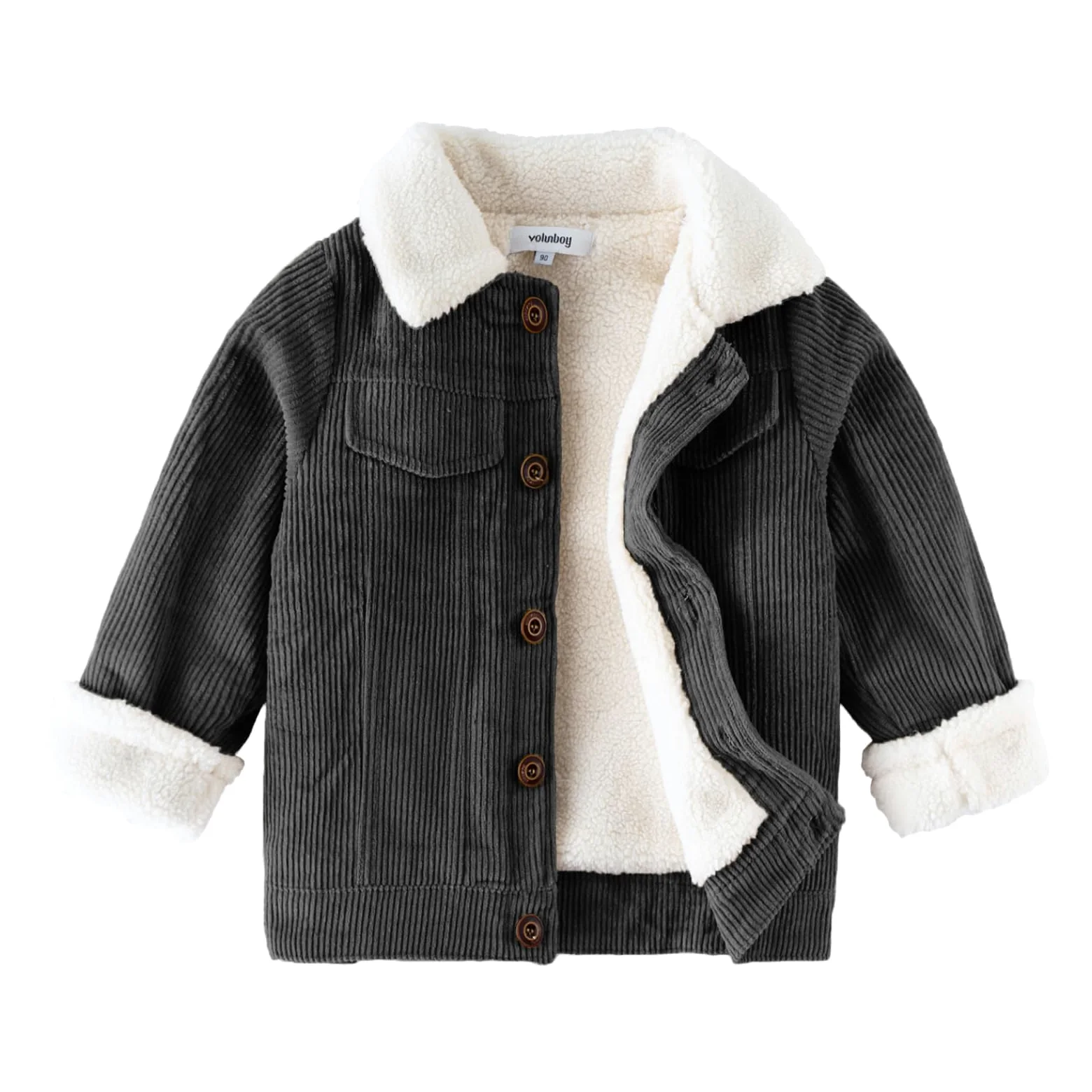 Volunboy Bebé Niños Pana Chaqueta de Forro Polar, Niñas Otoño Invierno Ropa Sherpa Abrigo