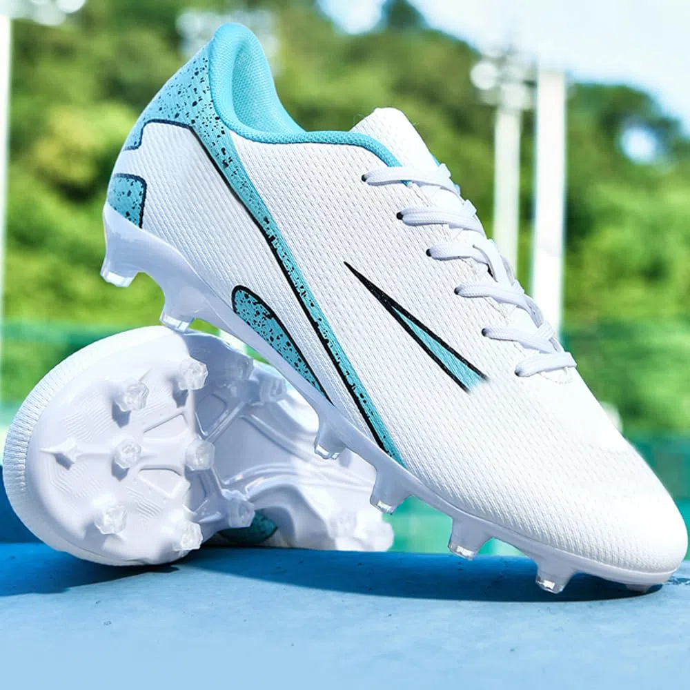 Zapatillas de Fútbol Mujer Spike Aire Libre Atletismo Entrenamiento Botas Profesionales Calzado de Fútbol Tacos de fútbol Deportivas Unisex Blanco 42 EU
