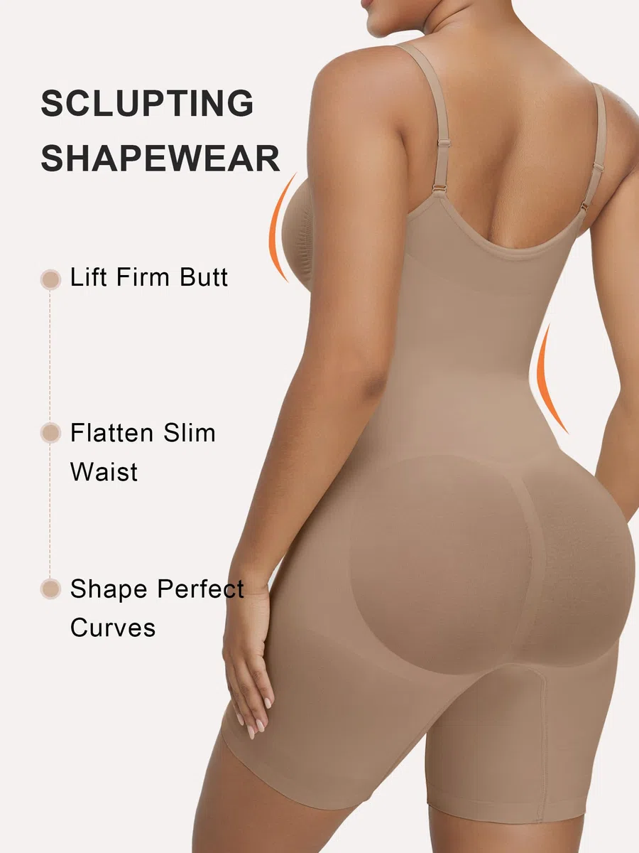 SHAPERX Body Moldeador Mujer con Cremallera y Ganchos, Shapewear de Fuerte Compresión Control Abdomen, Seamless Invisible, Faja Reductora Cintura para Uso Diario y Fiesta