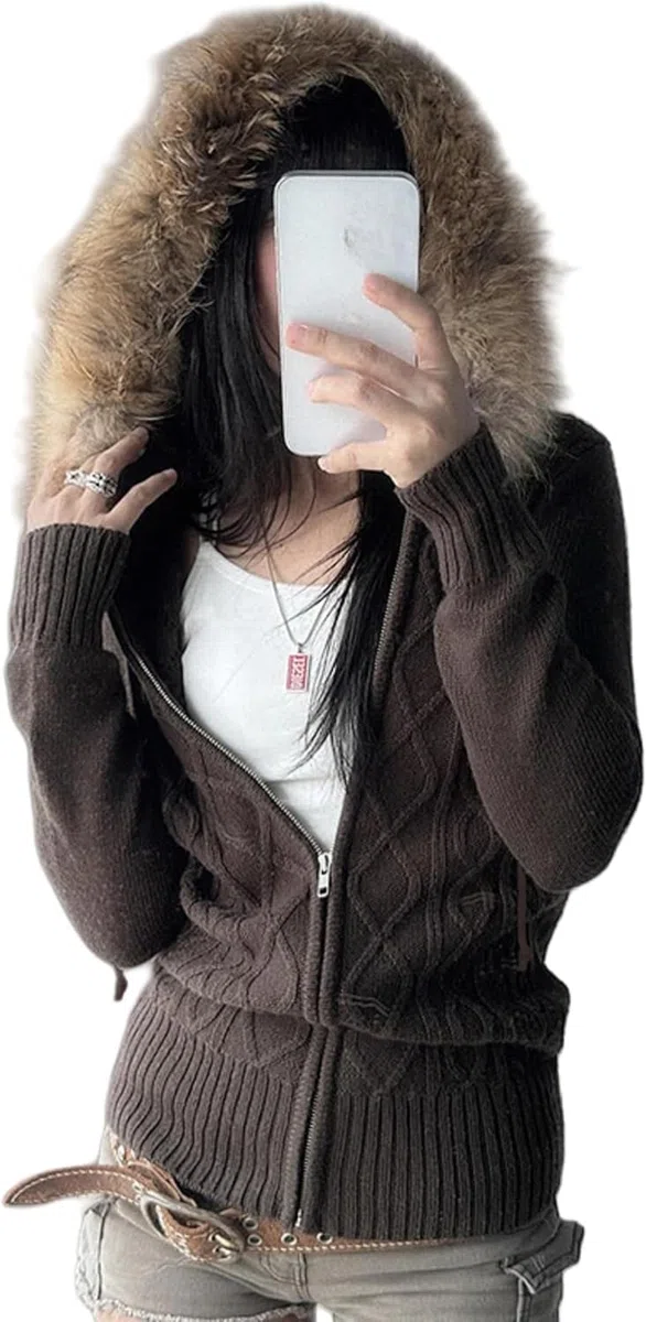 Sudadera con capucha y bolsillos con borde sin rematar para mujer estilo vintage informal estilo emo grunge para adolescentes primavera 2000