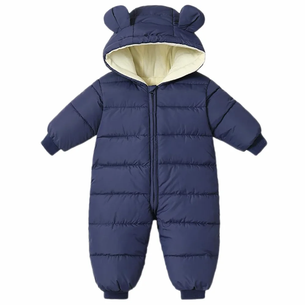 BRONG Bebé Niñas Niños Traje De Nieve Invierno Mameluco Abrigo Recién Nacido Grueso Cremallera Mono Bebé Cortaviento con Capucha Polar Pelele Ropa de Abrigo