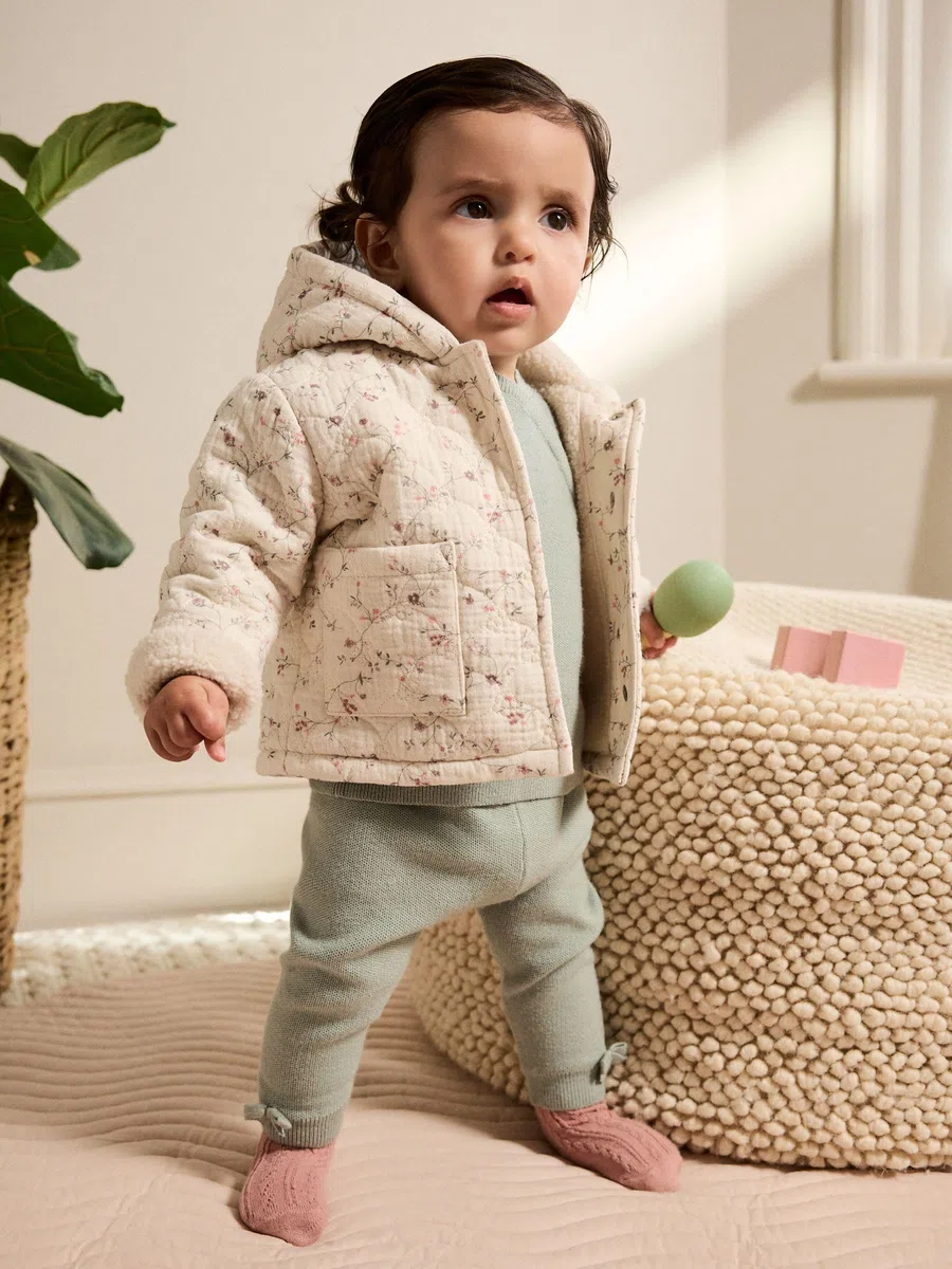 NEXT Bebés niña Abrigo de bebé de punto con efecto arrugado