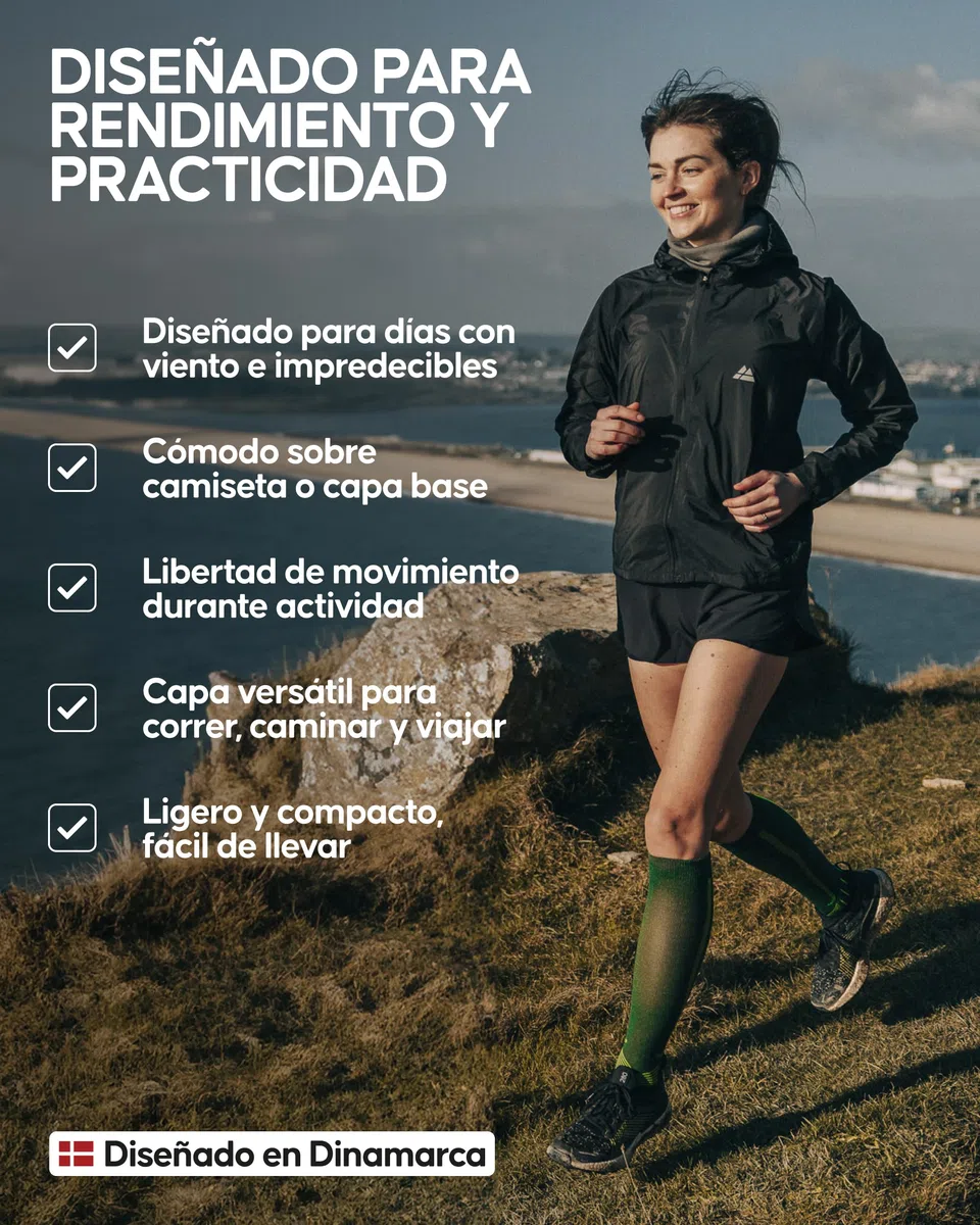 DANISH ENDURANCE Cortavientos Para Mujer, Chaqueta Deportiva Ligera con Capucha Ajustable, Puños Elásticos