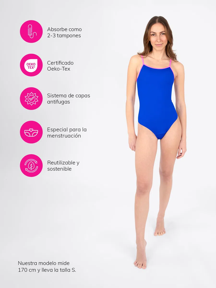 MYLILY Bañador Menstrual Mujer, Niñas & Adolescentes Cut out | Bañador para Piscina, Mar & Vacaciones | Protección 2-3 Tampones | Antifugas, Neutro al Olor, Oeko-Tex