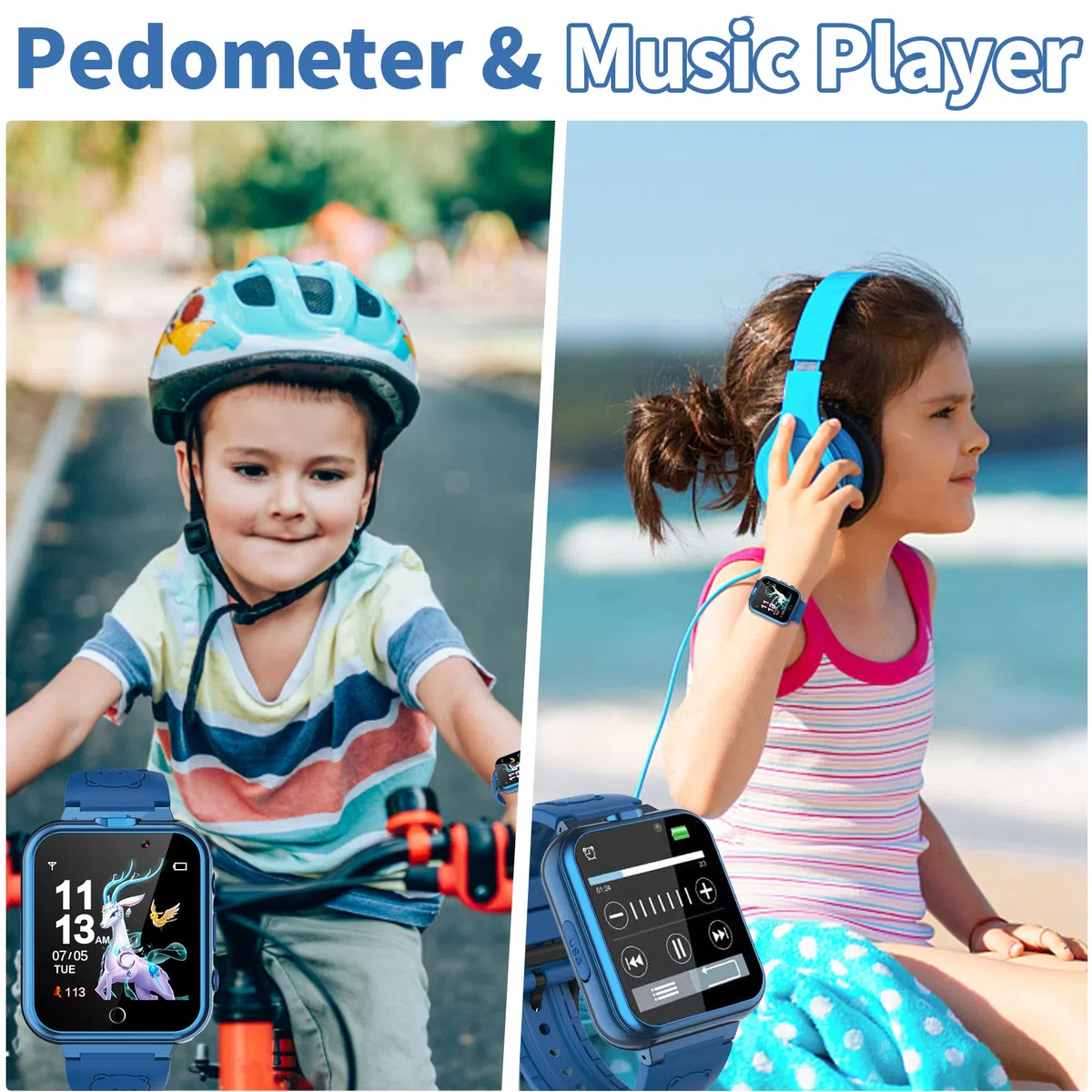 24 Juegos Reloj Inteligente Niño, Reloj Juegos Niños Niñas con Linterna, Podómetro, Dual Cámara, Despertador, MP3 Música, Calculadora, Reloj Inteligente Niño Niña de 4 a 12 Años Regalo de Cumpleaños