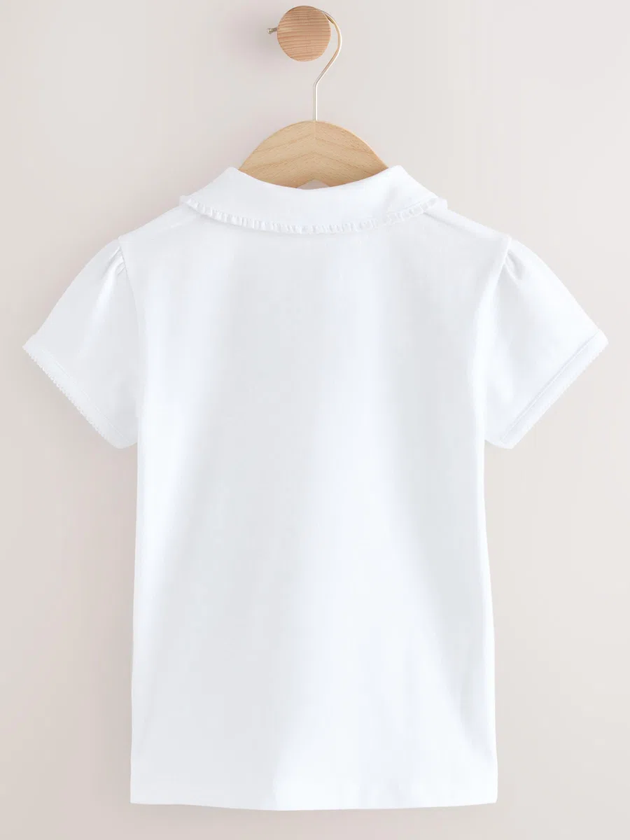 NEXT Niñas Pack de 5 Polos Escolares con Volante en el Cuello de algodón elástico