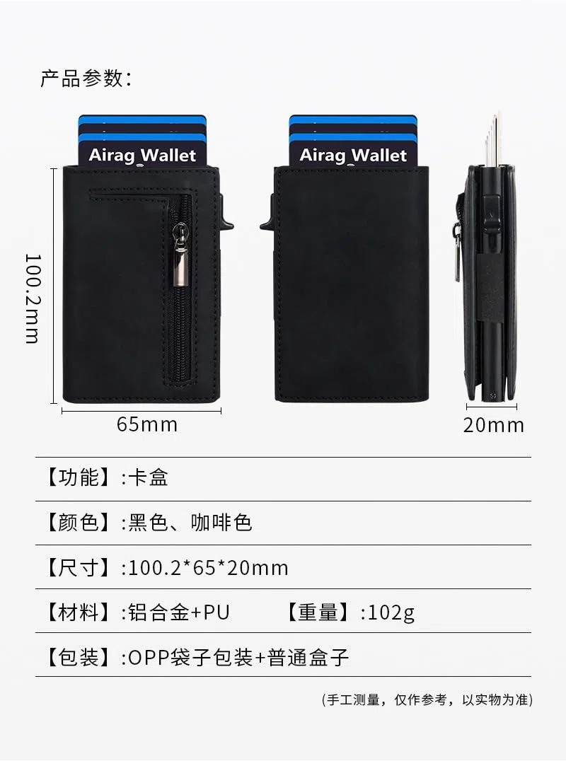 Cartera Lorcea Wallet 2.0,Billetera Ultrafina, Diseño Compacto Emergente (Negro)