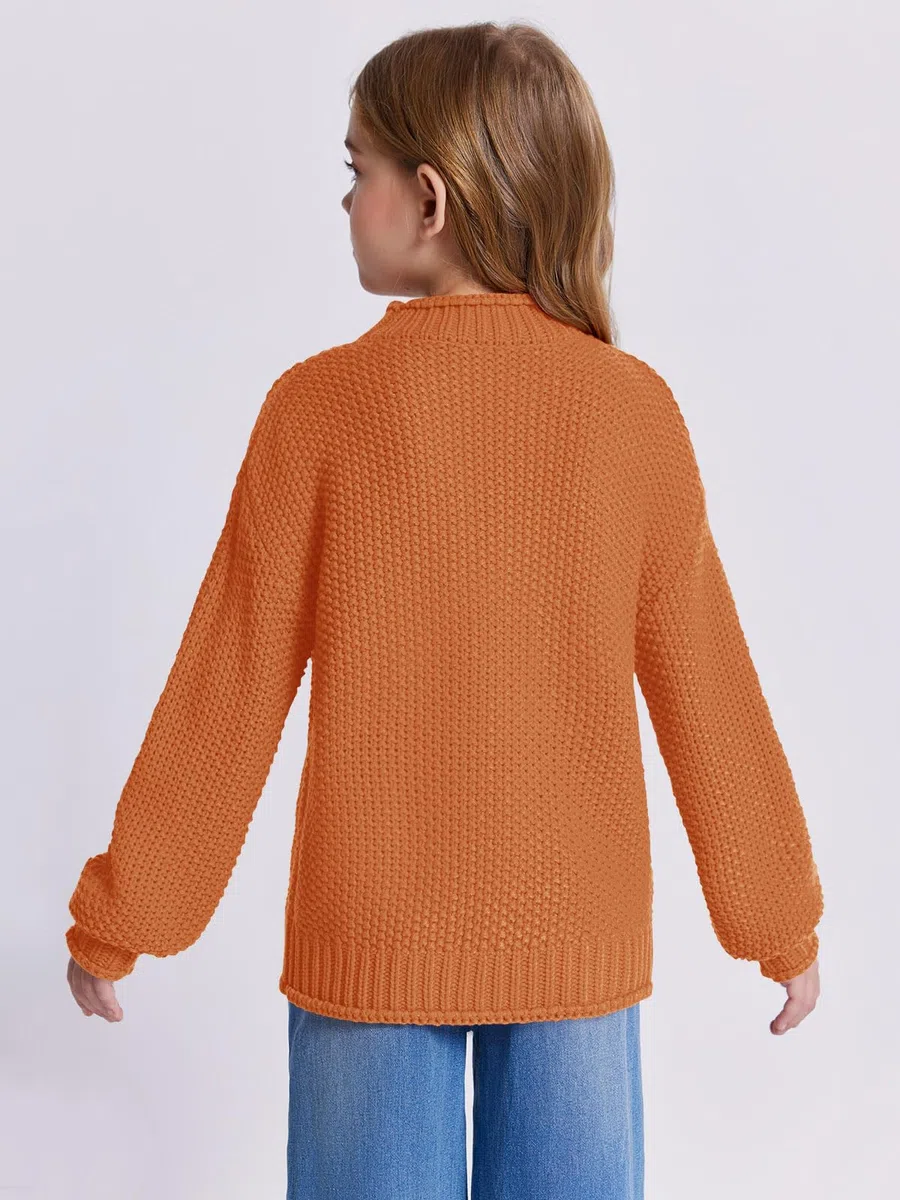 Wenrine Jersey de invierno para niña, cuello alto, manga larga, de punto, informal, 5-14 años