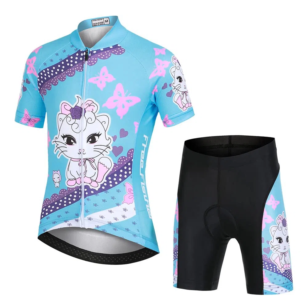 Traje Maillot Ciclismo Niño Conjunto Ciclismo Camiseta Manga Corta y Shorts de Dibujos Animados Respirable de Secado Rápido