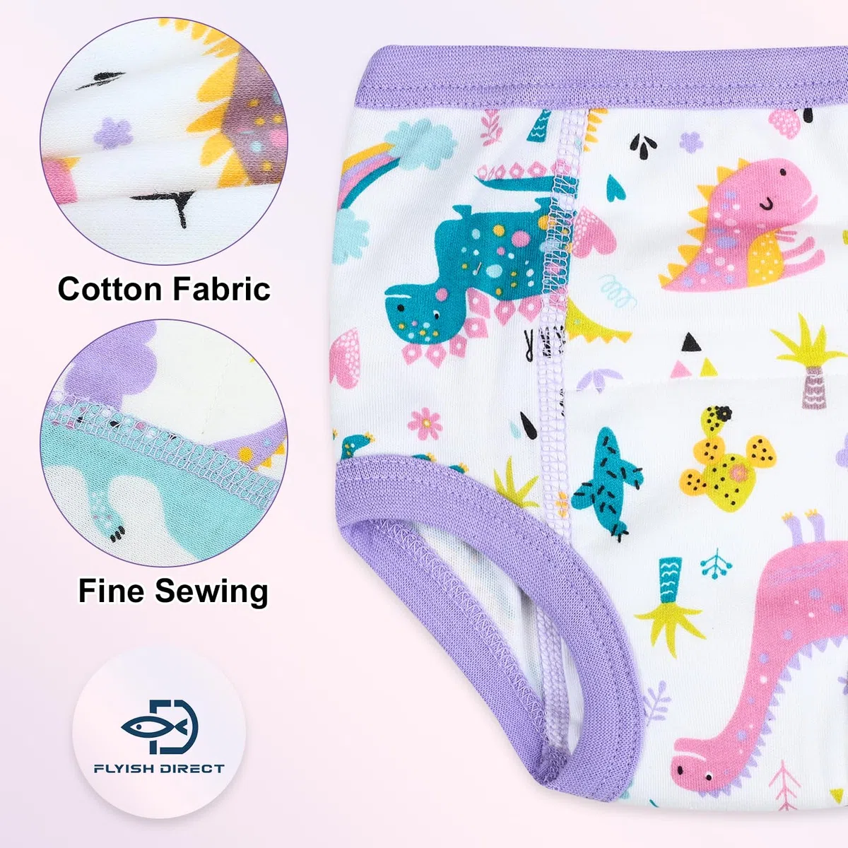 FLYISH DIRECT Calzones de Entrenamiento 10 Paquetes, Bragas de Aprendizaje Niños, 100% Algodón Absorbentes Pantalones de Entrenamiento para Niñas 3 Años, Rosa
