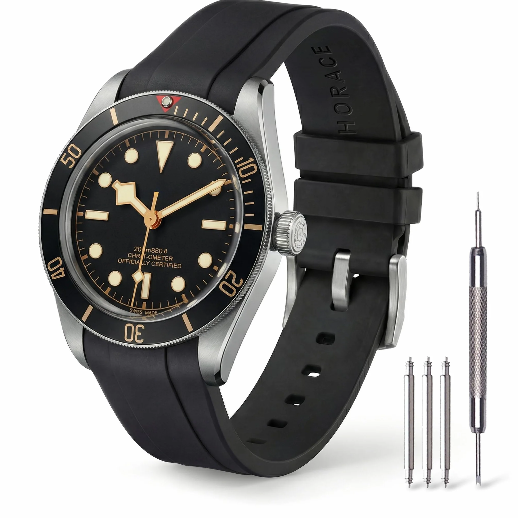 HORACE Correa de Reloj 20 mm de Goma FKM Premium – Suave, Impermeable y Duradera – Compatible con Tudor Black Bay 58 & GMT 39mm