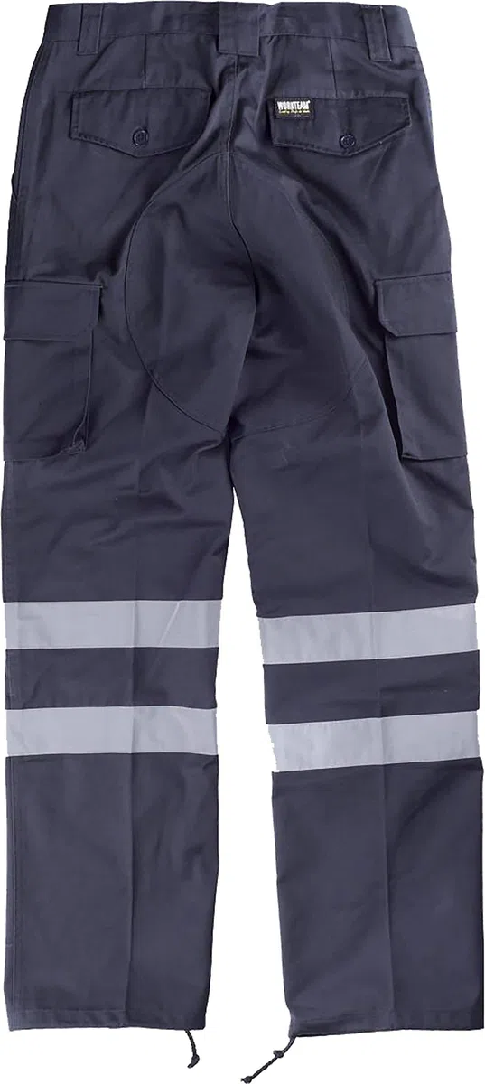 Work Team Pantalón sin elástico con Refuerzos, Multibolsillos y 2 Cintas Reflectantes. Hombre Marino 46