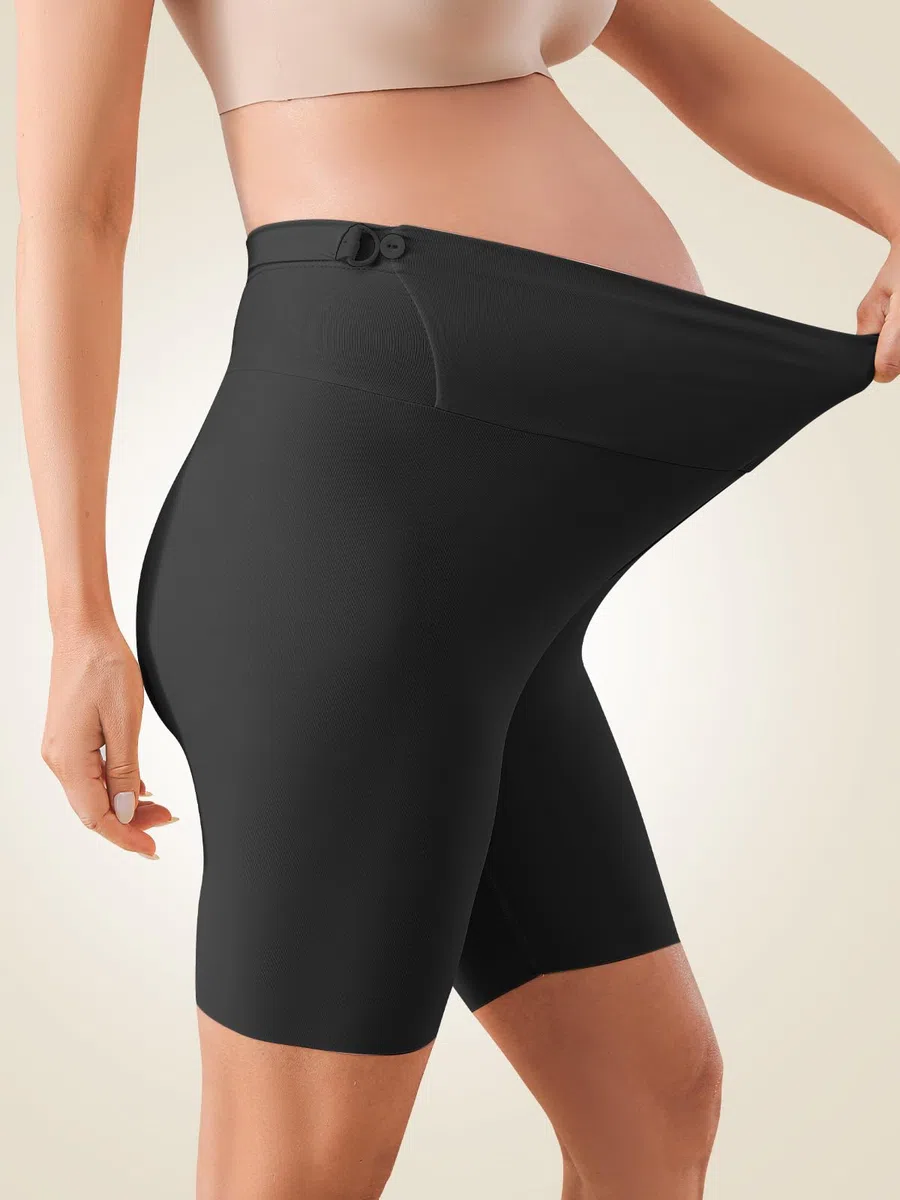 Maternidad Pantalones Cortos,Leggings Premamá Cortos Embarazo,Ajustable Ropa Premamá Verano Mujer,Premamá Leggins Pantalones sobre el Vientre,Cintura Alta para hogar,Yoga,Deporte Negro L