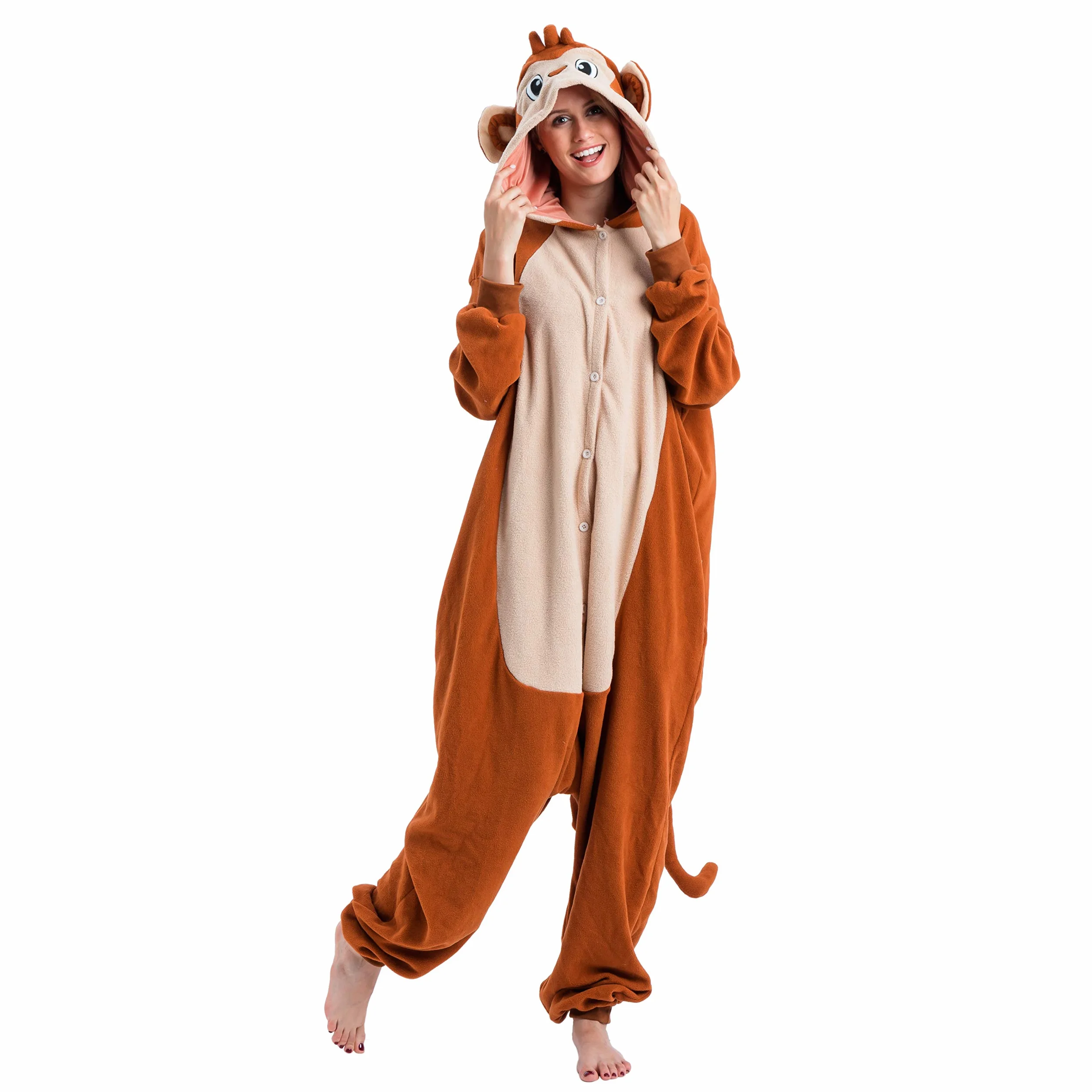 Spooktacular Creations Pijama unisex de felpa para adultos, disfraz de mono de una pieza