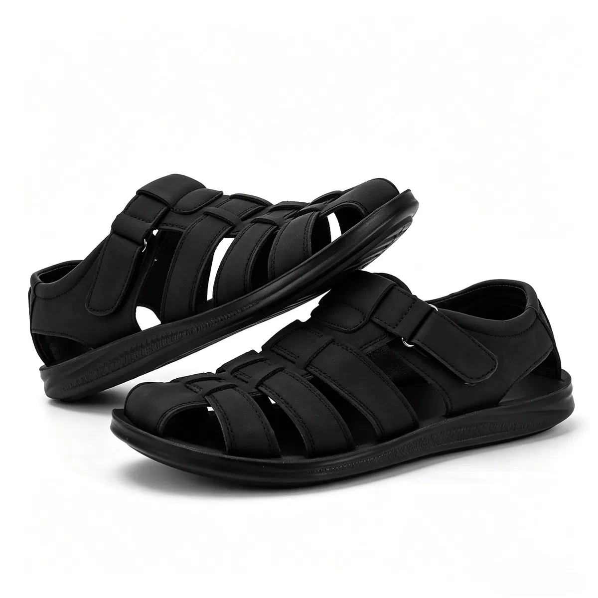 MGGMOKAY Sandalias Hombre de Cuero Verano, Sandalias Fisherman Outdoor Punta Cerrada, Zapatos Cómodos para Caminar y Tiempo Libre