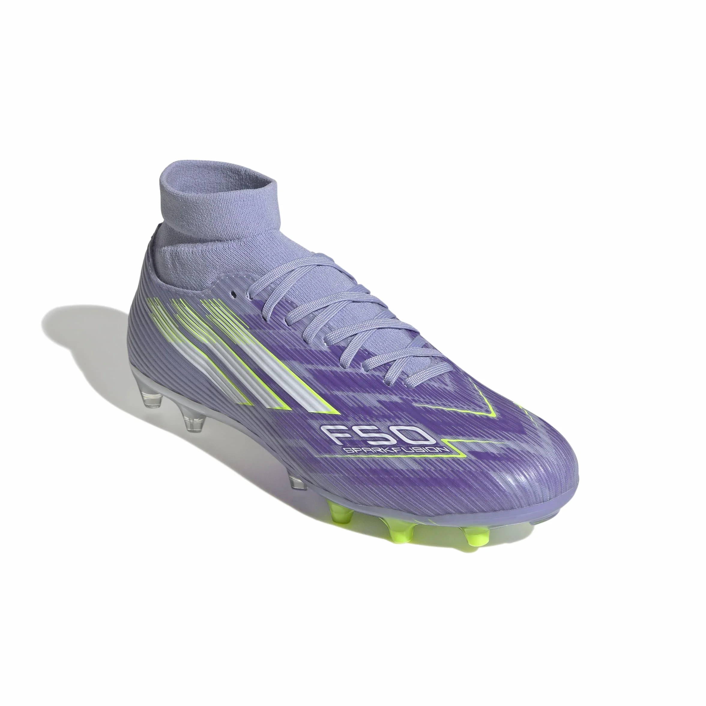 Adidas Mujer F50 SPARKFUSION League W Mid Firm Ground/Artificial Ground Football Boots, Violet Tone/Lucid Lemon/Purple Rush, 35 1/2 EU