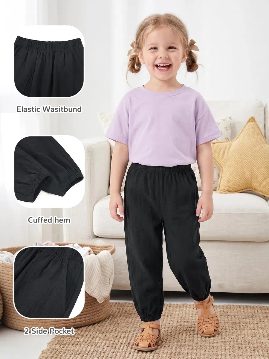Miipat Pantalones Bebé Niña 3pcs Niño Pequeño Casual Pantalones Largos Niños Verano Suave Elástico Cintura