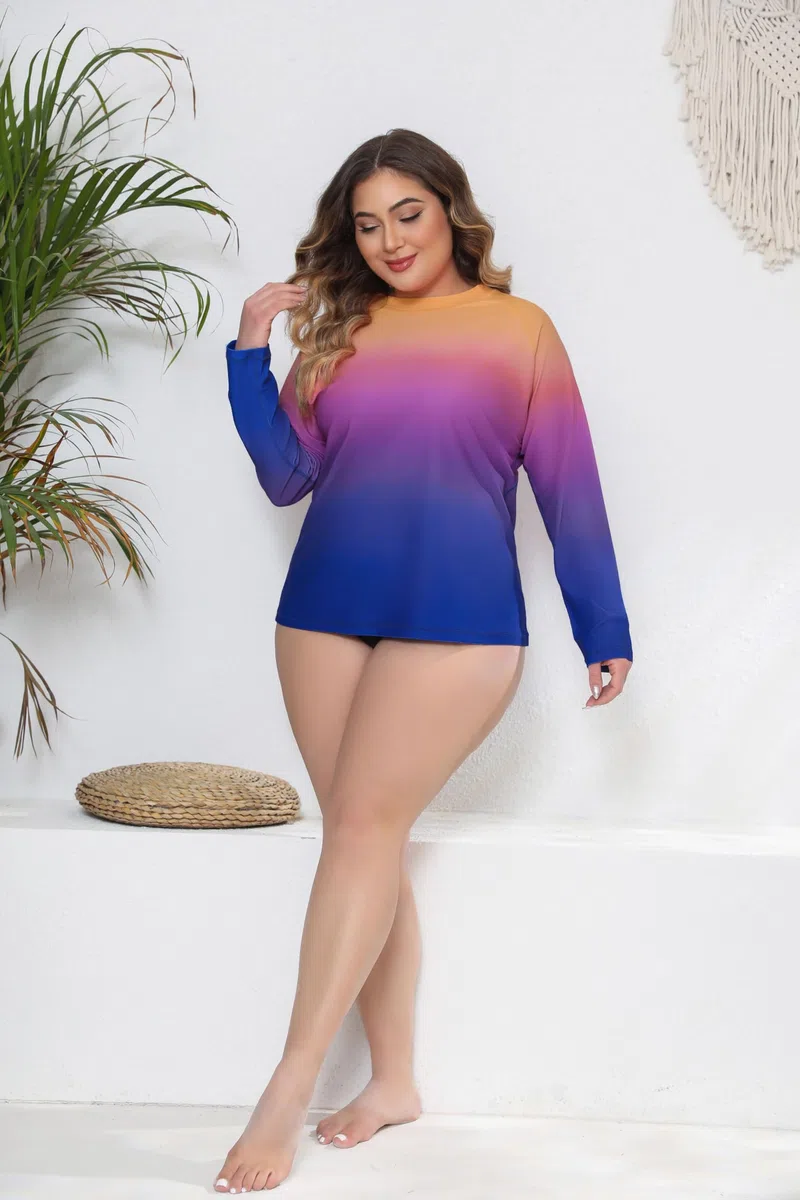 Halcurt Camiseta UV para Mujer, Talla grande, protección Solar UPF 50+, protección Solar, Camiseta de natación UV, Secado rápido, 1X-4X