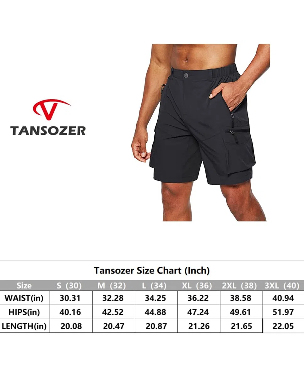 Tansozer Pantalones Cortos de Senderismo Mens con Bolsillo con Cremallera Outdoor Senderismo montañismo Verano Pantalones Cortos