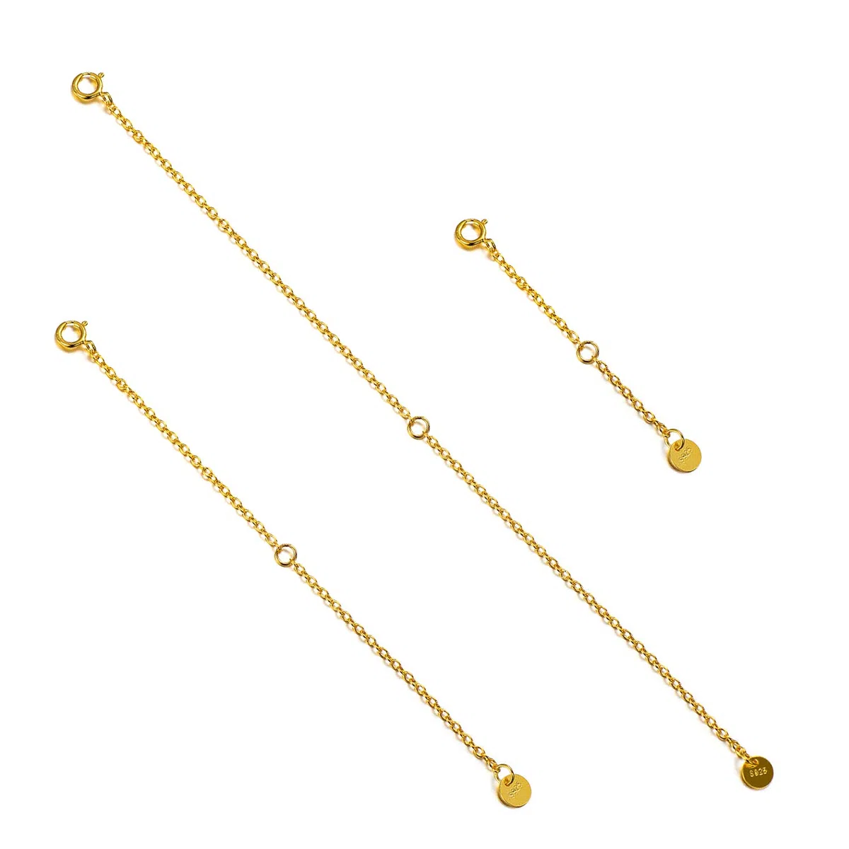 LONAGO 3 extensores de collar de plata de ley 925 para hacer joyas