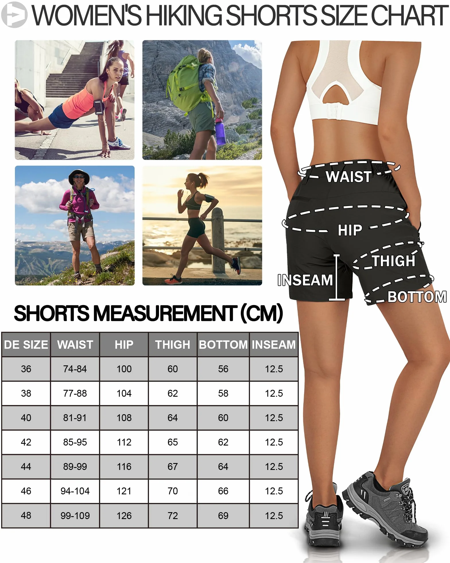 Outdoor Ventures Pantalones cortos para mujer UPF50+ con protección UV, pantalones cortos de senderismo para verano, ligeros, elásticos, de secado rápido, pantalones de senderismo