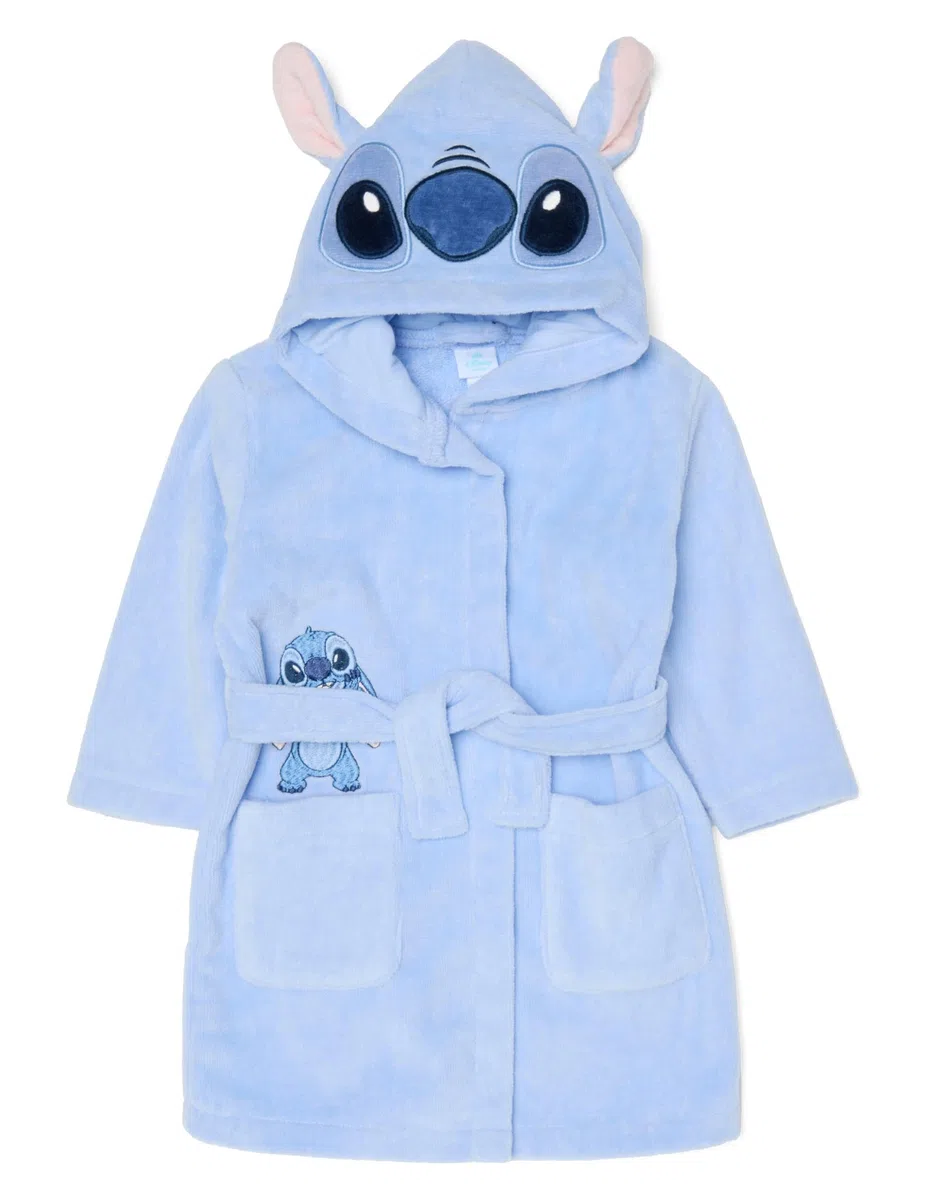 OVS KIDS Albornoz azul de algodón puro para bebé niña con diseño de Stitch