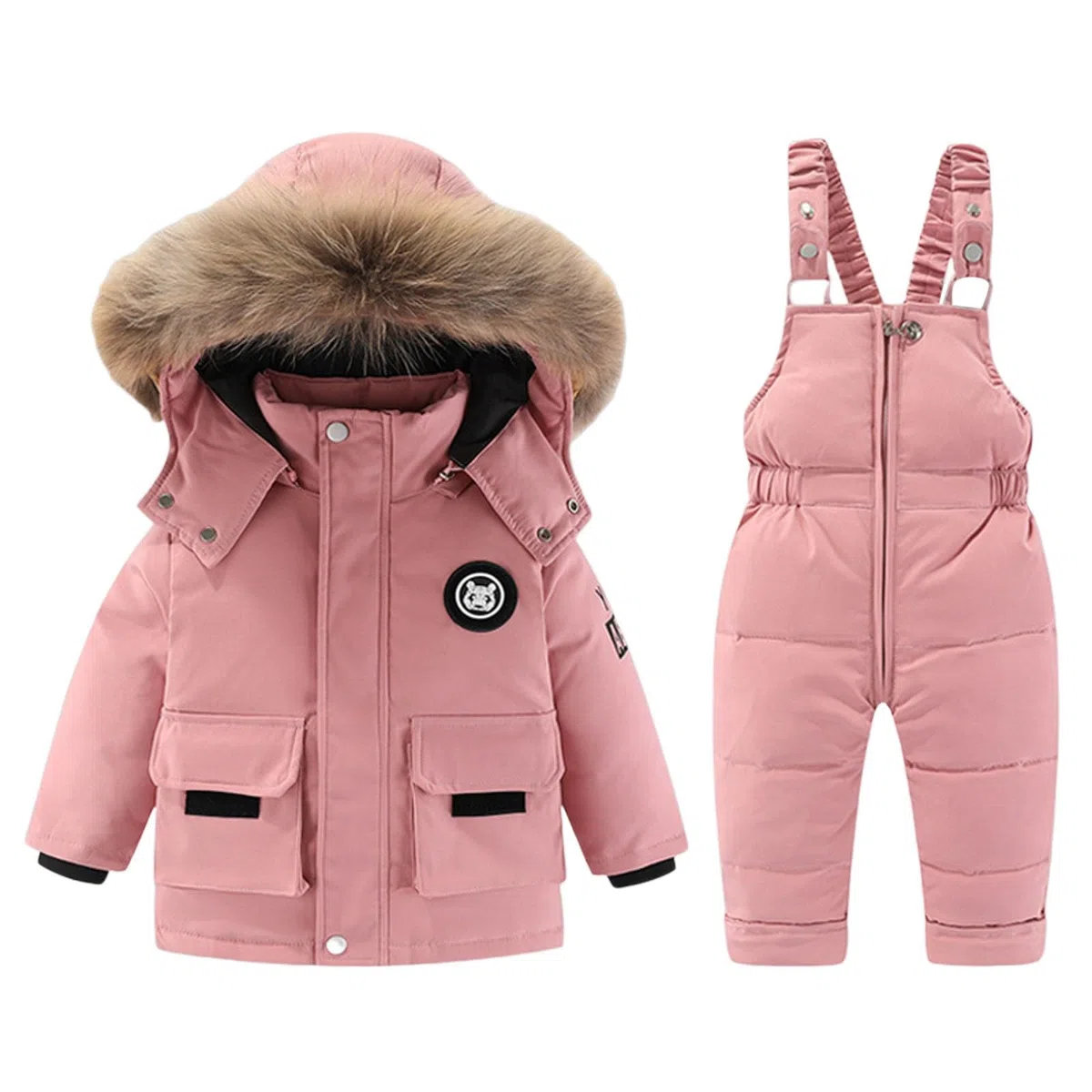 Generisch Traje de nieve para niña con aislamiento acolchado de dos piezas para invierno, térmico, con mono para clima frío