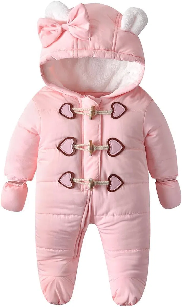 Mono de Nieve para niños pequeños Traje de Nieve cálido para el Aire Libre de Invierno para bebés recién Nacidos botón de Cremallera Gruesa Mono cálido para Exteriores
