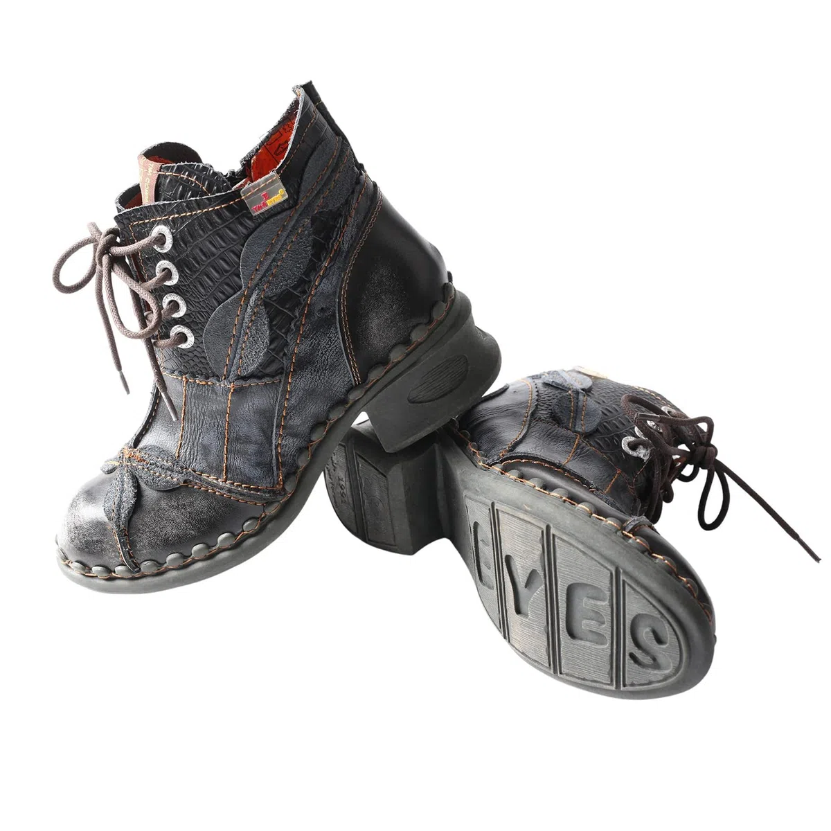TMA EYES Zapatos de mujer de cuero hechos a mano, botines de mujer con cordones