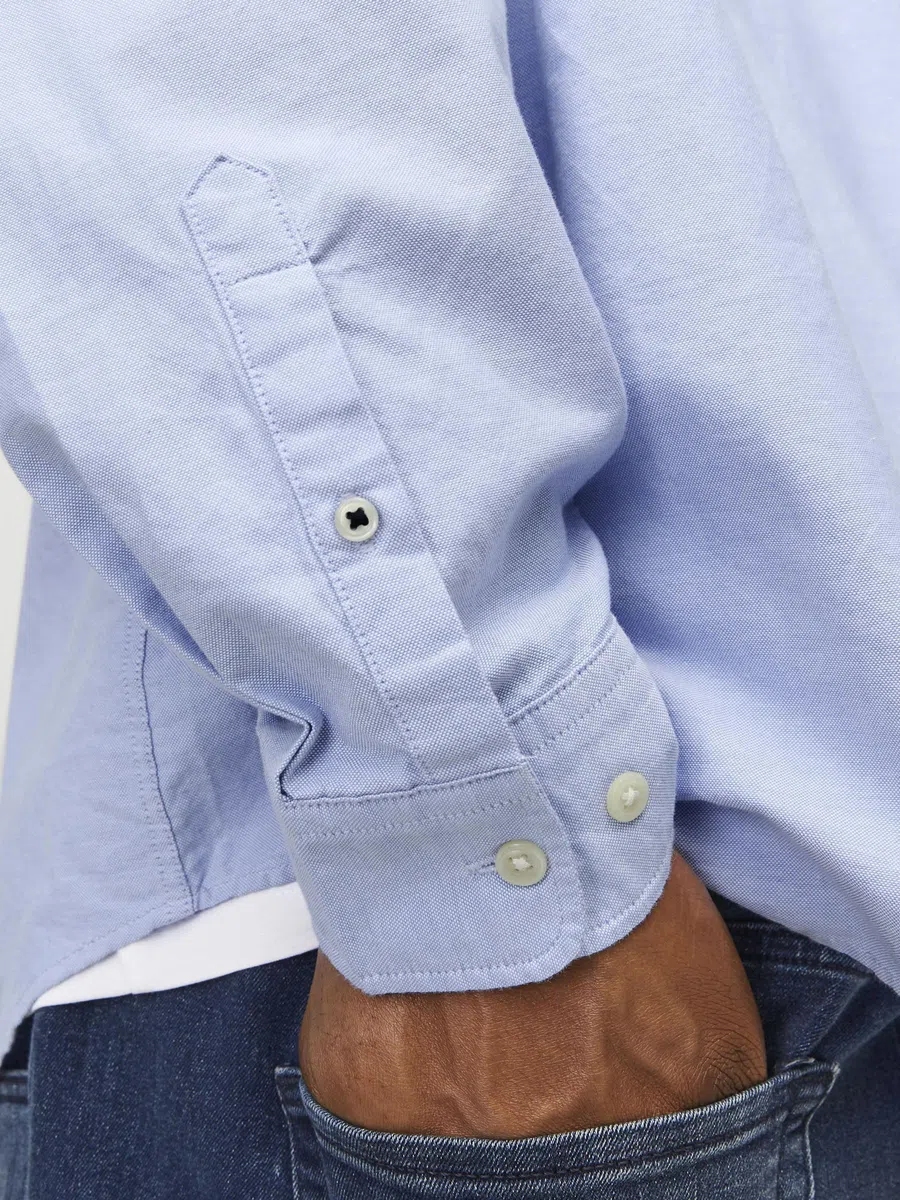 JACK & JONES Camisa de Hombre Talla Grande Color Liso básica Manga Larga Business JJEOXFORD