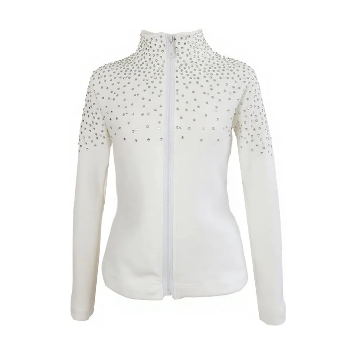 LIUHUO Chaqueta de patinaje sobre hielo para niñas y mujeres, forro polar elástico, para entrenamiento, patinaje artístico, blanco, 4-6 años