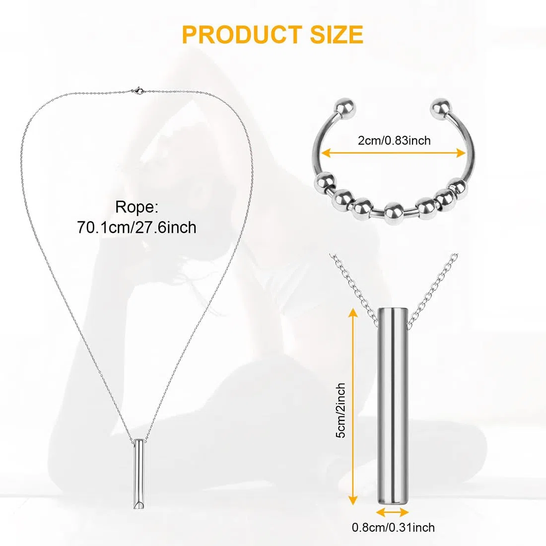 Collar de Alivio de Ansiedad y Respiración, Dispositivo de Ejercicio para Meditación, Pánico, Ralentización de La Respiración, Anillos Giratorios