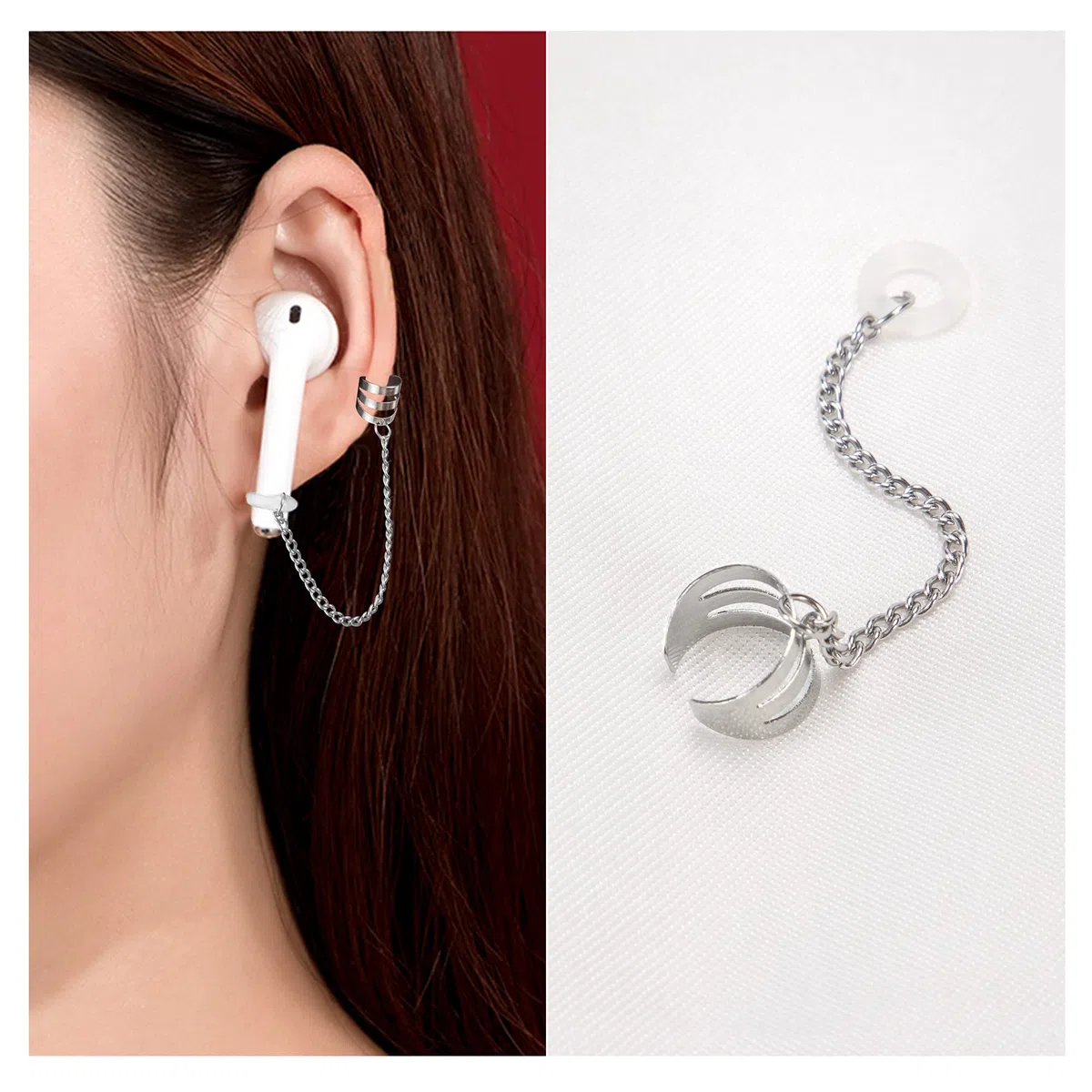 Pendientes Antipérdidas para Auriculares Inalámbricos Bluetooth Moda Ganchos Clip de Oreja Anillo Auricular Antideslizante Compatible con AirPods 3 Pares