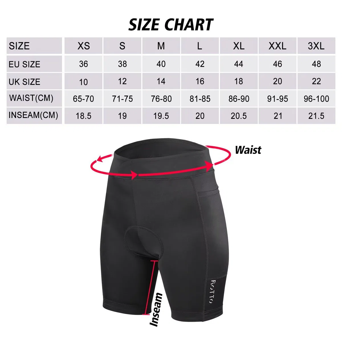 ROTTO Pantalones Cortos de Ciclismo para Mujer Acolchados con Relleno de Esponja y Gel con Bolsillos para Bicicleta Ciclismo de Carretera Montaña