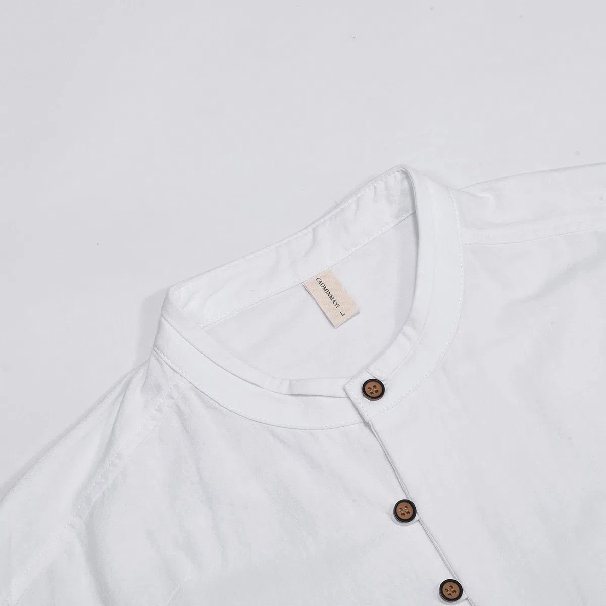 Camisas de lino para hombre, manga larga, verano, camisa blanca, retro, monocolor, camisa hawaiana, cuello alto, algodón, camisetas informales, yoga, transpirable, de manga larga