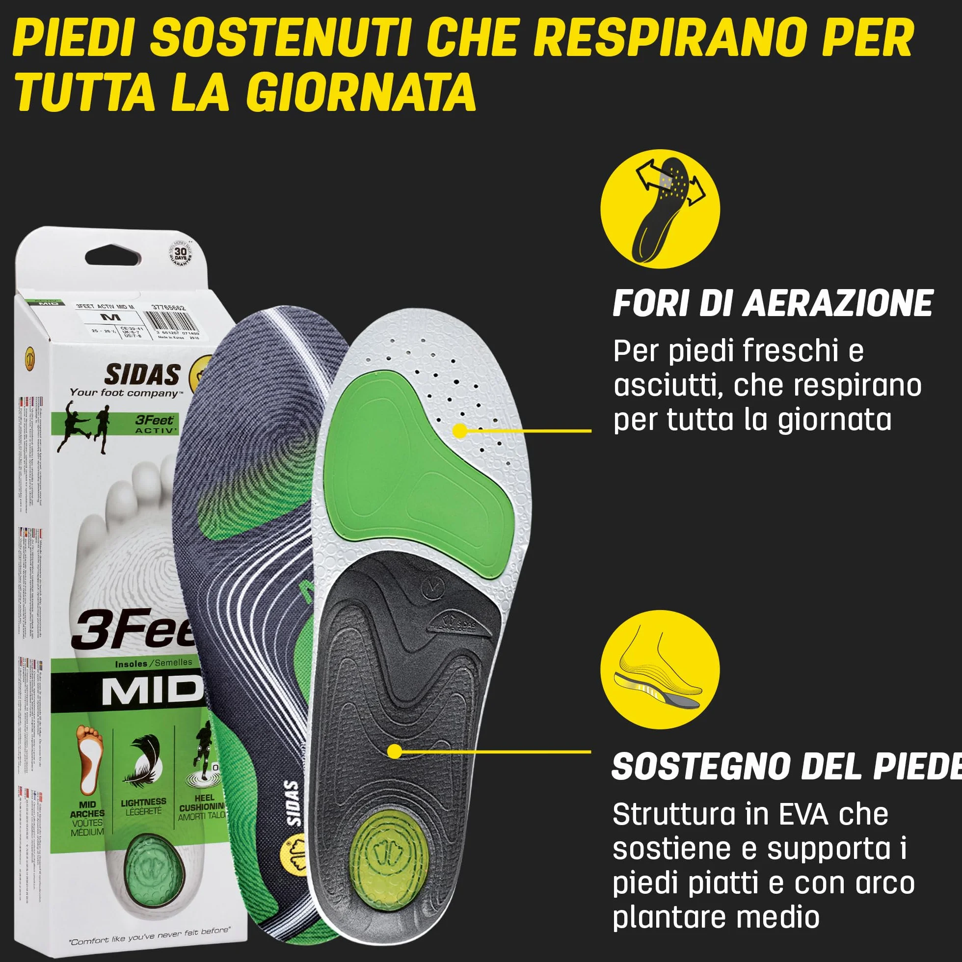 Sidas - Feet Activ Mid, color black, talla XL
