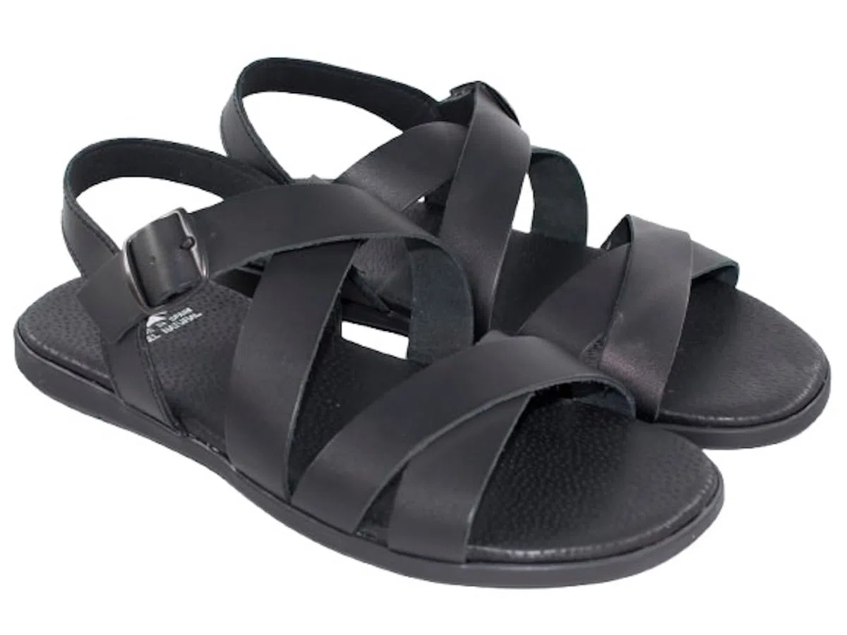 Sandalias Piel Hombre Modelo 138 Sandalia de Cuero con Hebilla Ajustable y Plantilla Anatómica, Suela Ligera Antideslizante