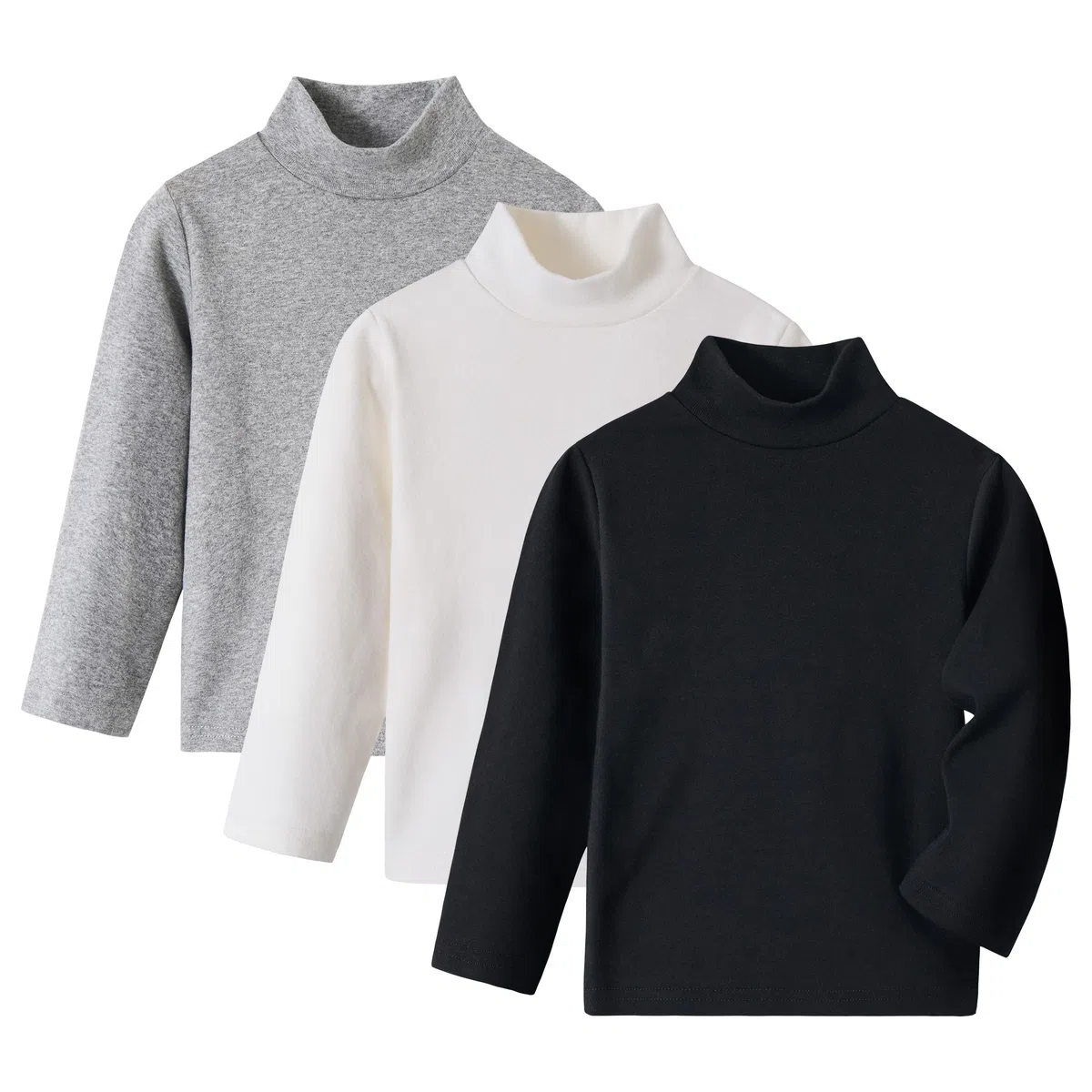 Volunboy Pack de 3 Camisetas Térmicas de Cuello Alto Manga Larga para Bebés y Niños 1-6 Años