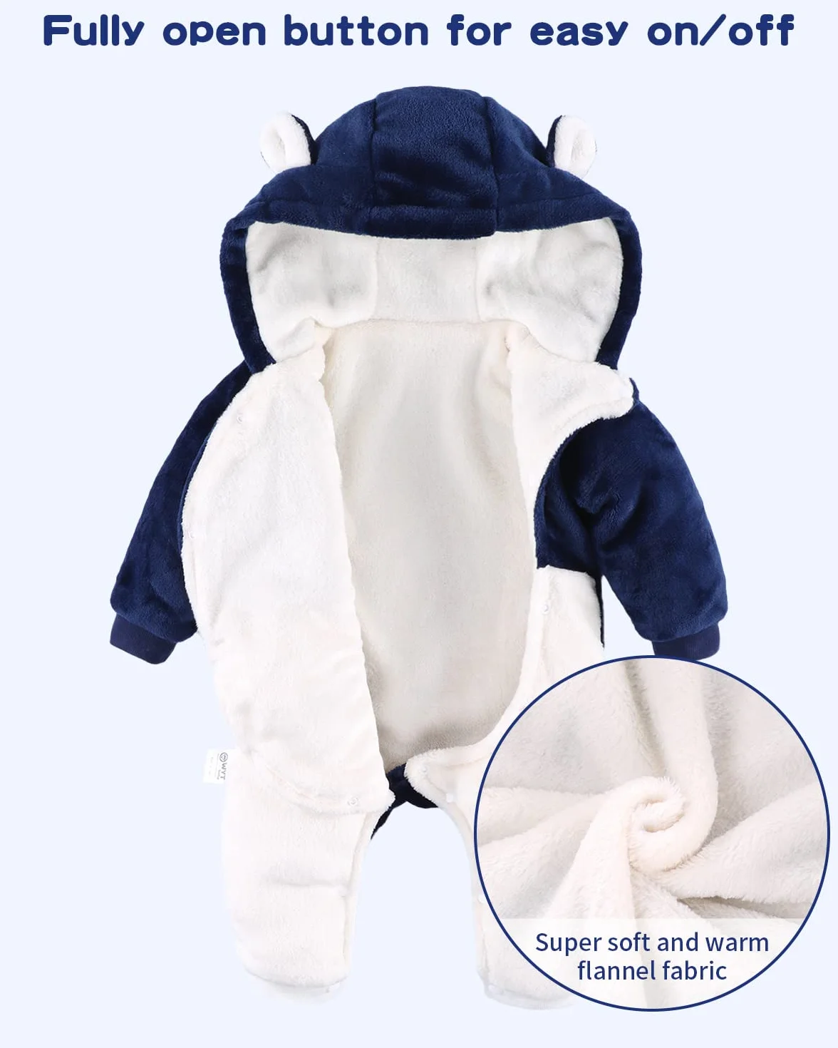 WYTbaby Bebé Niños Niñas Mono Vellón Mameluco con Capucha Manga Larga Peleles Invierno Pijama Infantil Traje de Dormir Recién Nacido Onesie