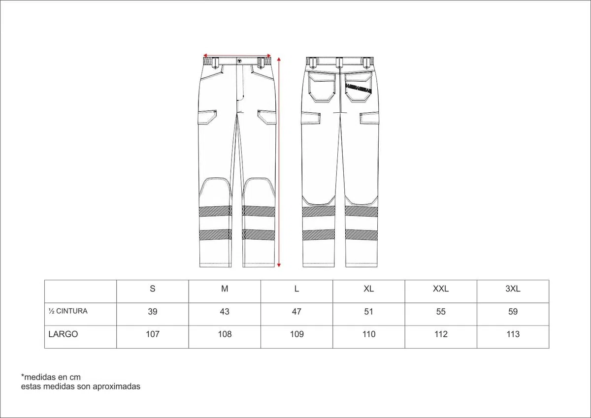 WORKTEAM Pantalón Alta Visibilidad Slim Fit de Trabajo, Cintas Reflectantes Segmentadas, Multibolsillos. Unisex