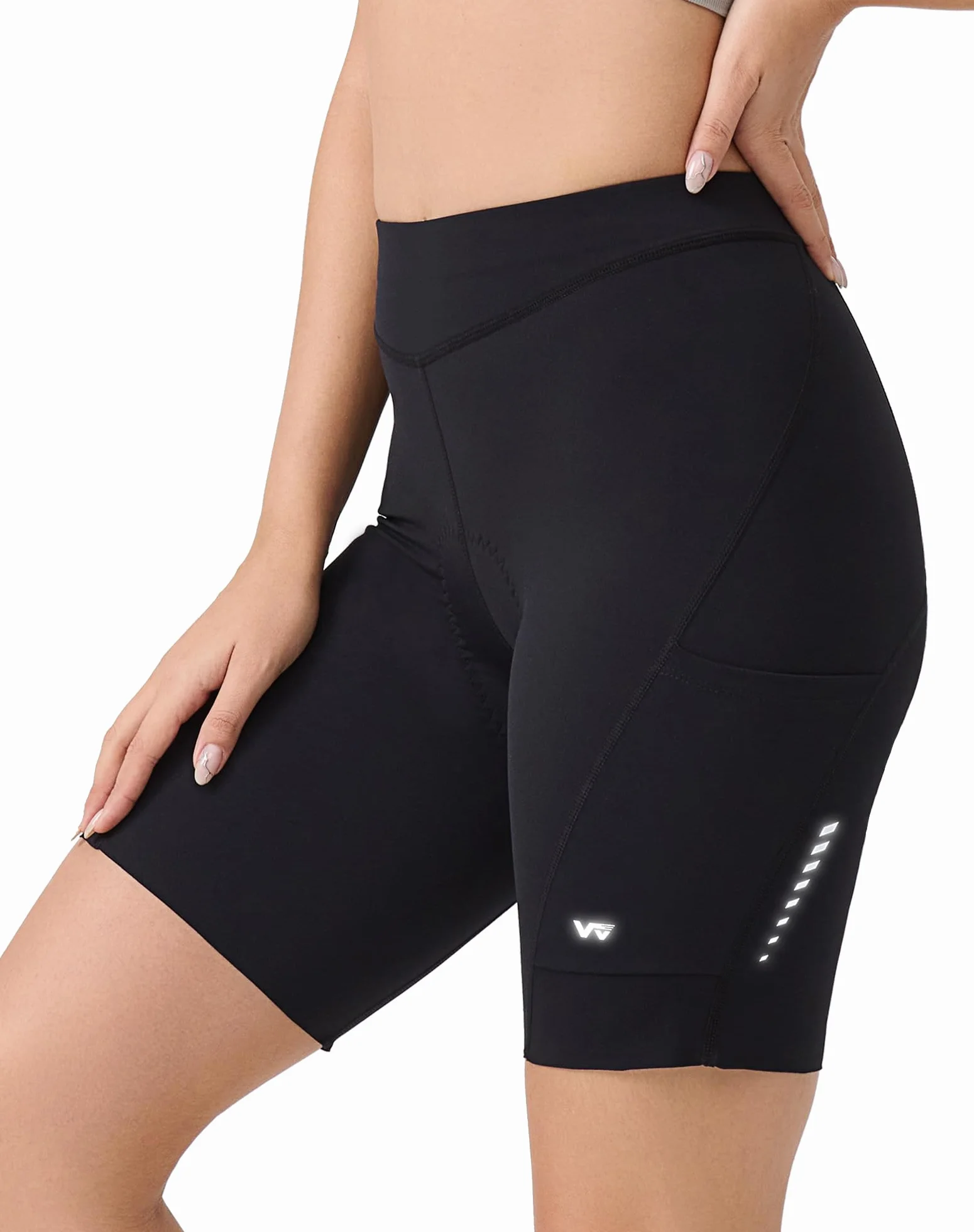 Pantalones de ciclismo para mujer, acolchados 6D con bolsillo, de secado rápido, pantalones de ciclismo para mujer, elásticos, transpirables, con acolchado ancho y denso, sin dolor