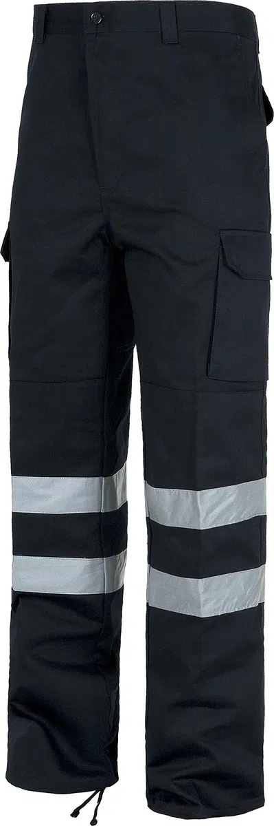 Work Team Pantalón sin elástico con Refuerzos, Multibolsillos y 2 Cintas Reflectantes. Hombre Marino 46