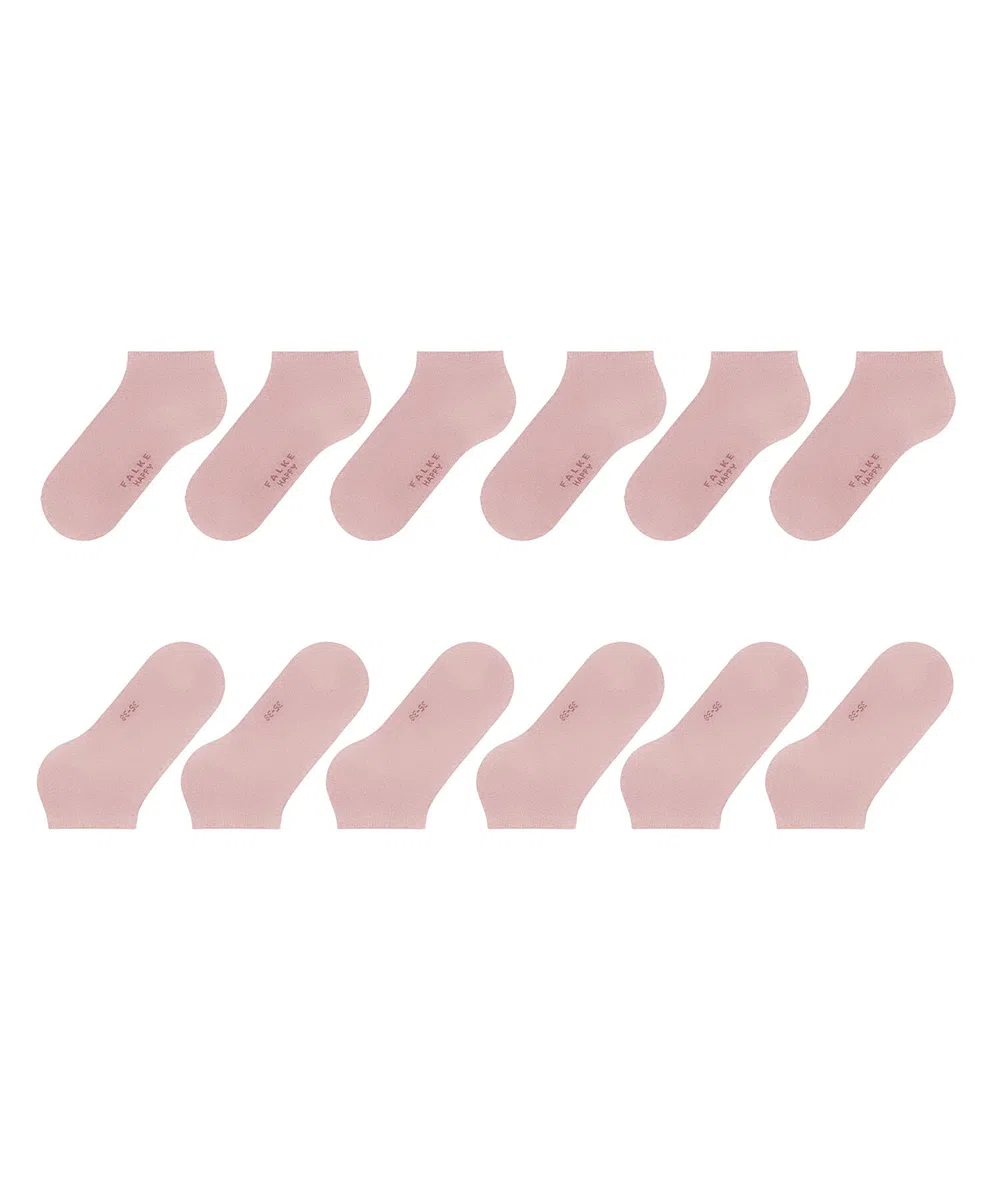 FALKE mujer Happy 6-Pack calcetines tobilleros transpirable algodón tobillera corta reforzada extra suave sobre piel plana costura en la zona de los dedos de los pies multipack 6 pares